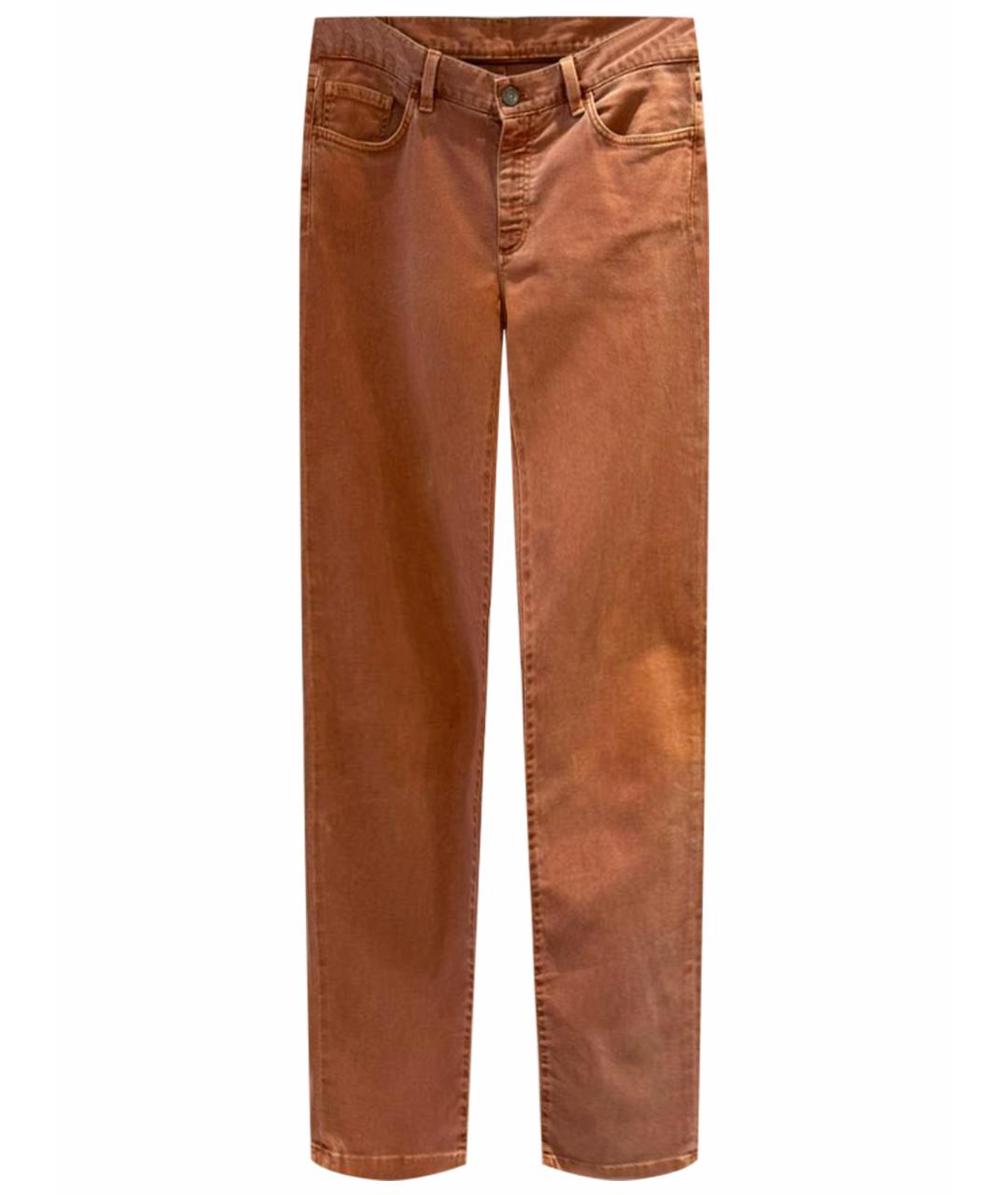 ZEGNA Оранжевые хлопко-эластановые прямые джинсы, фото 1