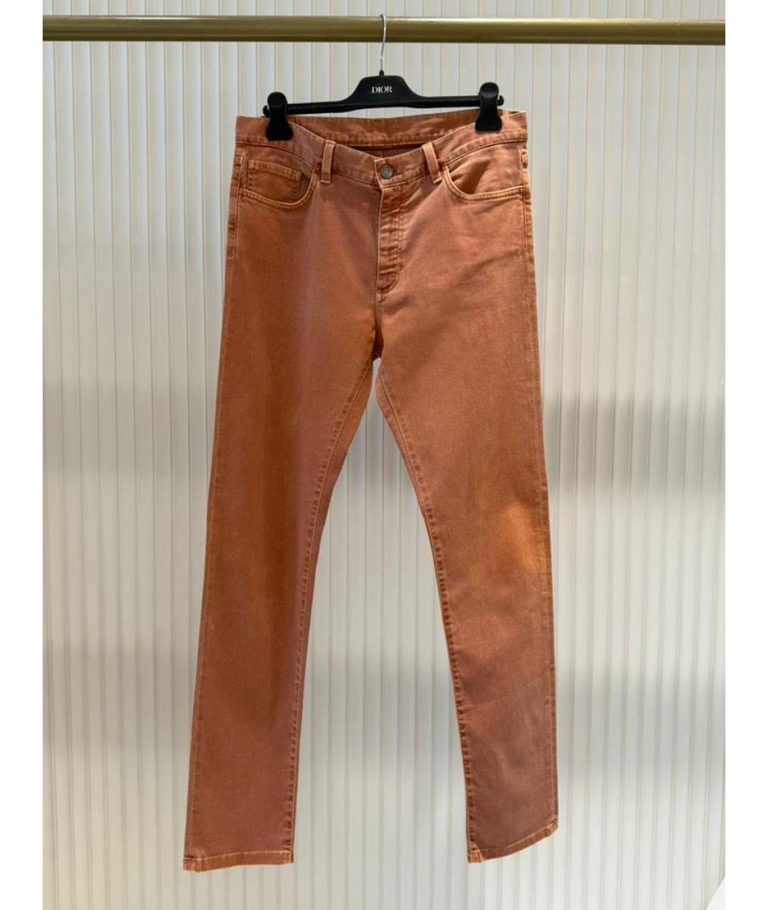 ZEGNA Оранжевые хлопко-эластановые прямые джинсы, фото 9