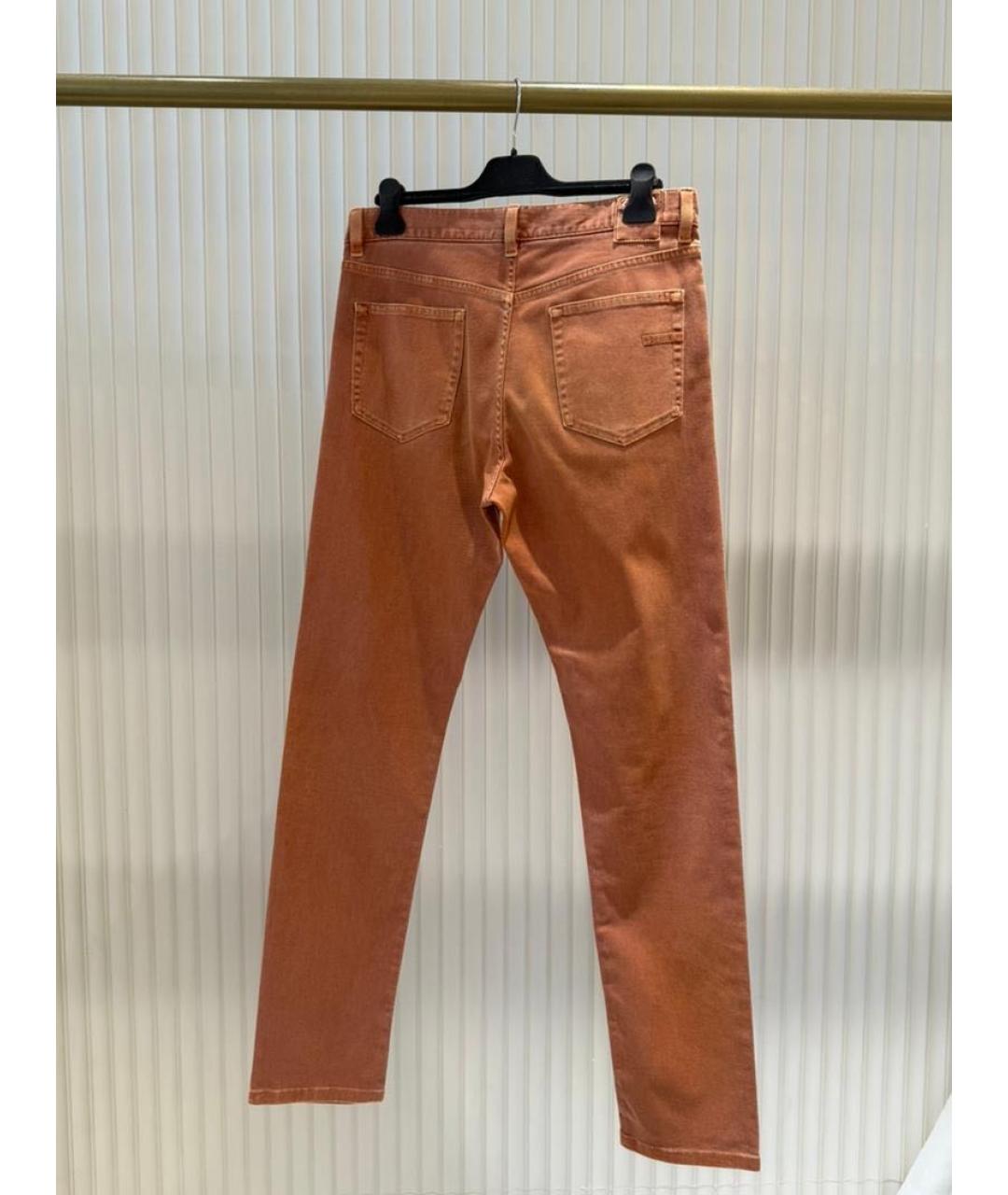 ZEGNA Оранжевые хлопко-эластановые прямые джинсы, фото 2