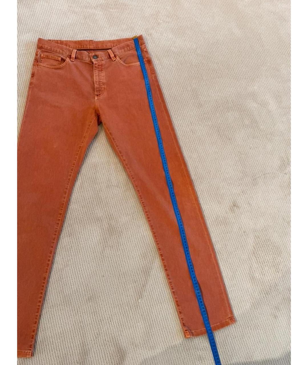 ZEGNA Оранжевые хлопко-эластановые прямые джинсы, фото 4