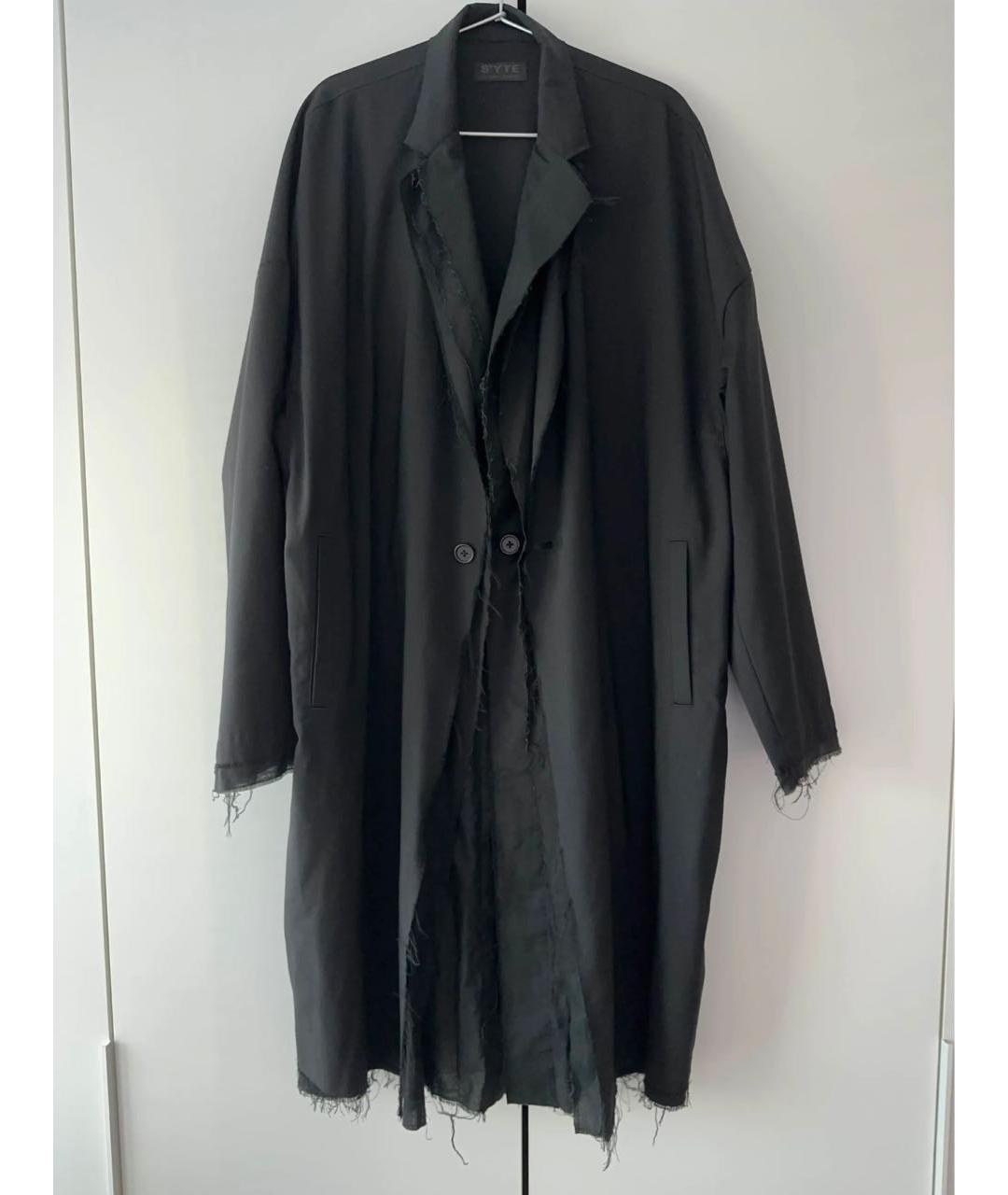 YOHJI YAMAMOTO Черное полиэстеровое пальто, фото 7