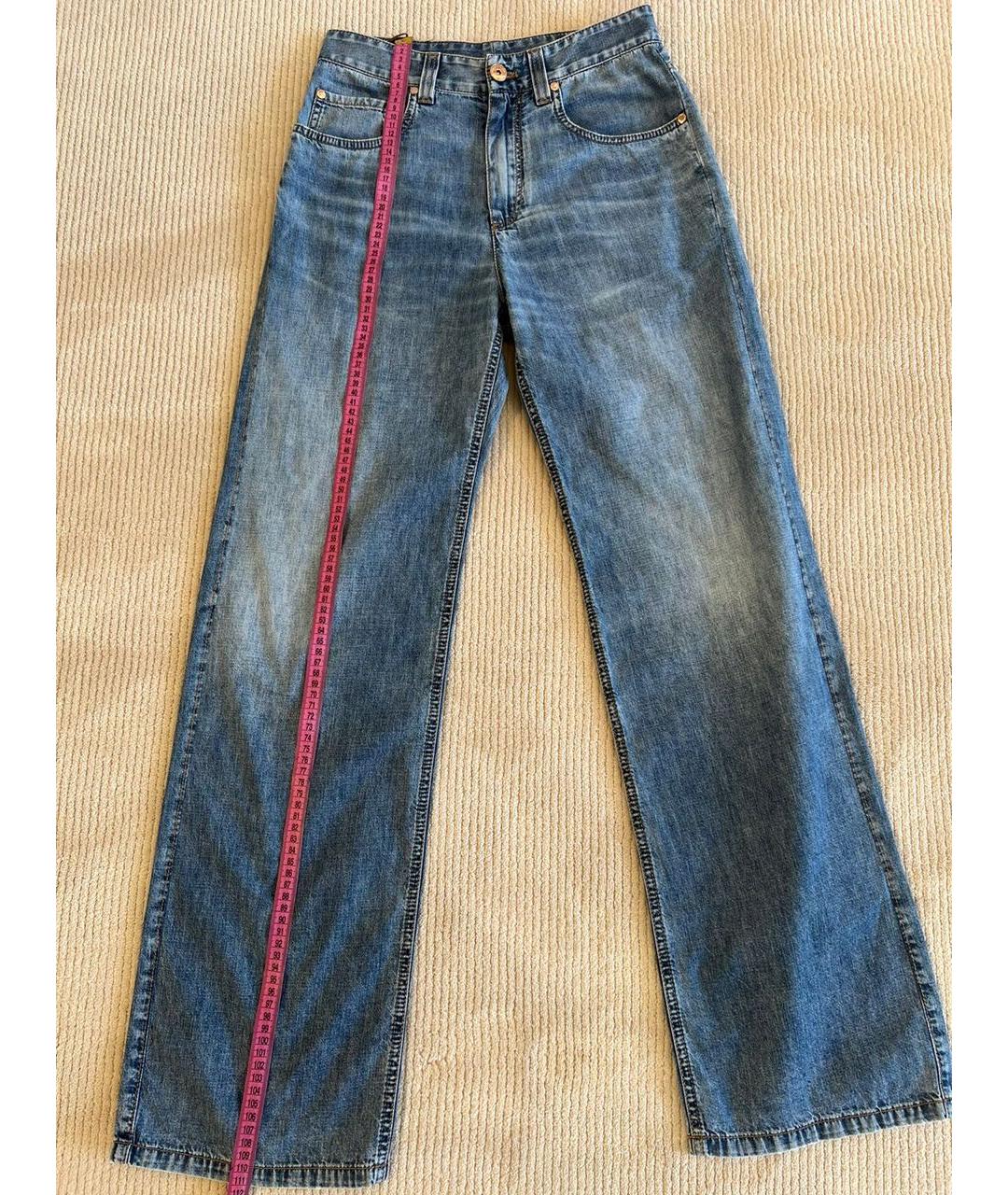 BRUNELLO CUCINELLI Синие хлопковые прямые джинсы, фото 3