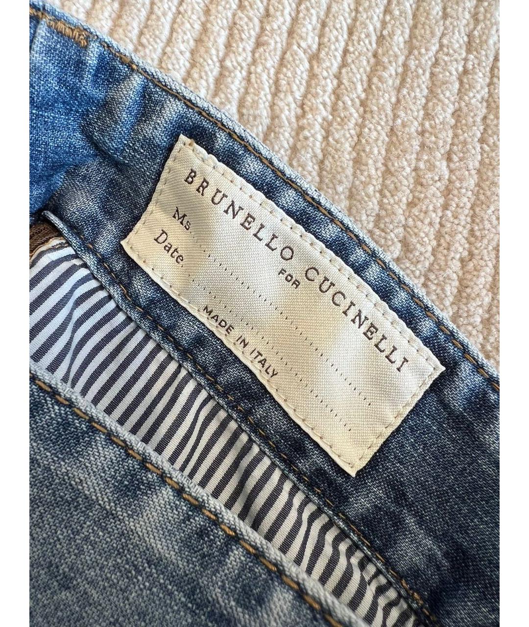 BRUNELLO CUCINELLI Синие хлопковые прямые джинсы, фото 8