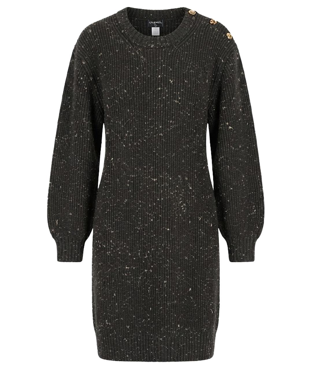 BOTTEGA VENETA Черное шерстяное повседневное платье, фото 1