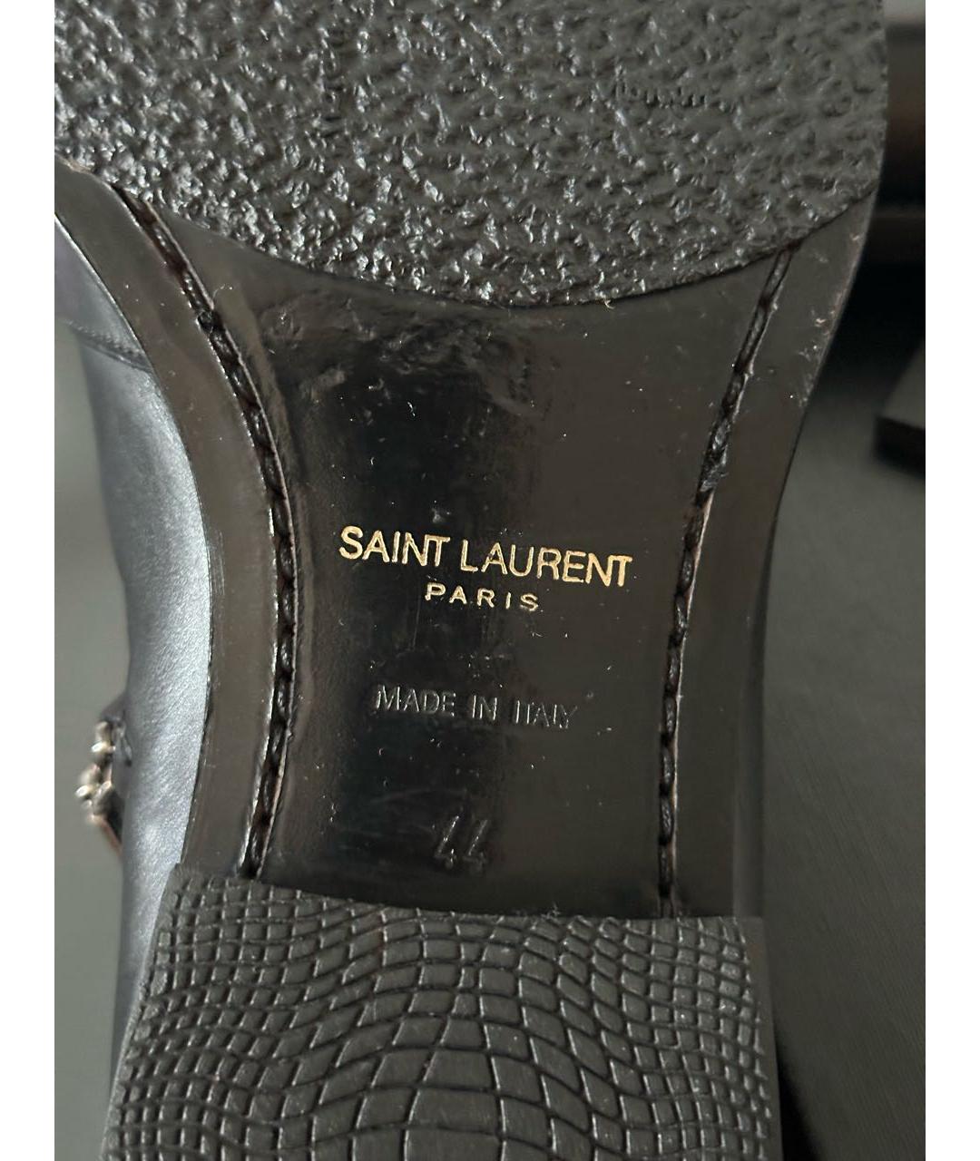 SAINT LAURENT Черные кожаные высокие ботинки, фото 7
