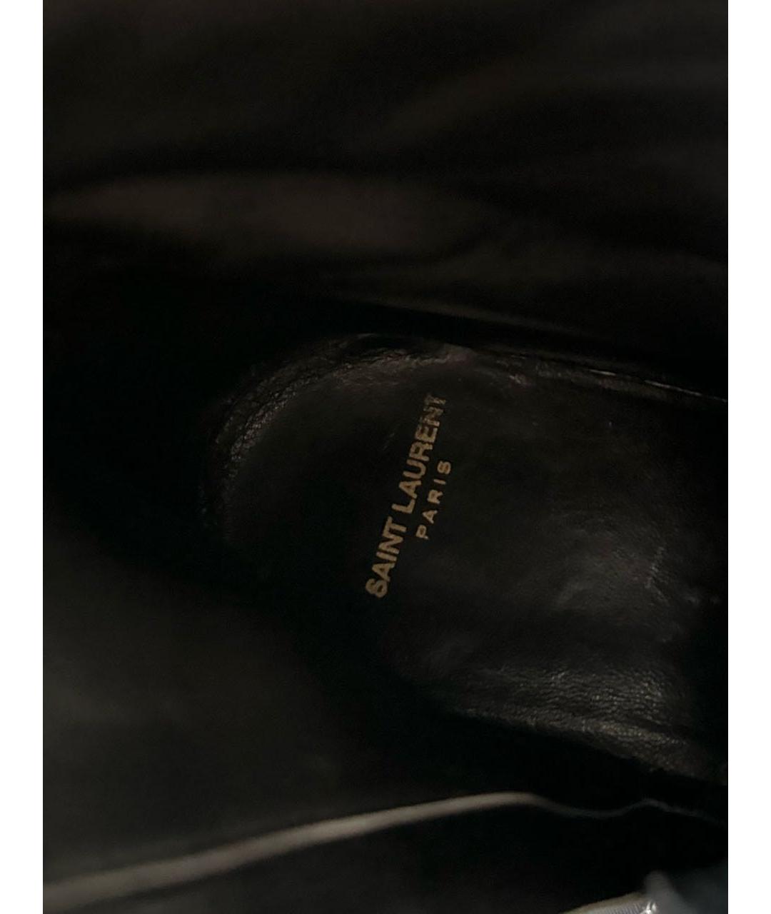 SAINT LAURENT Черные кожаные высокие ботинки, фото 6