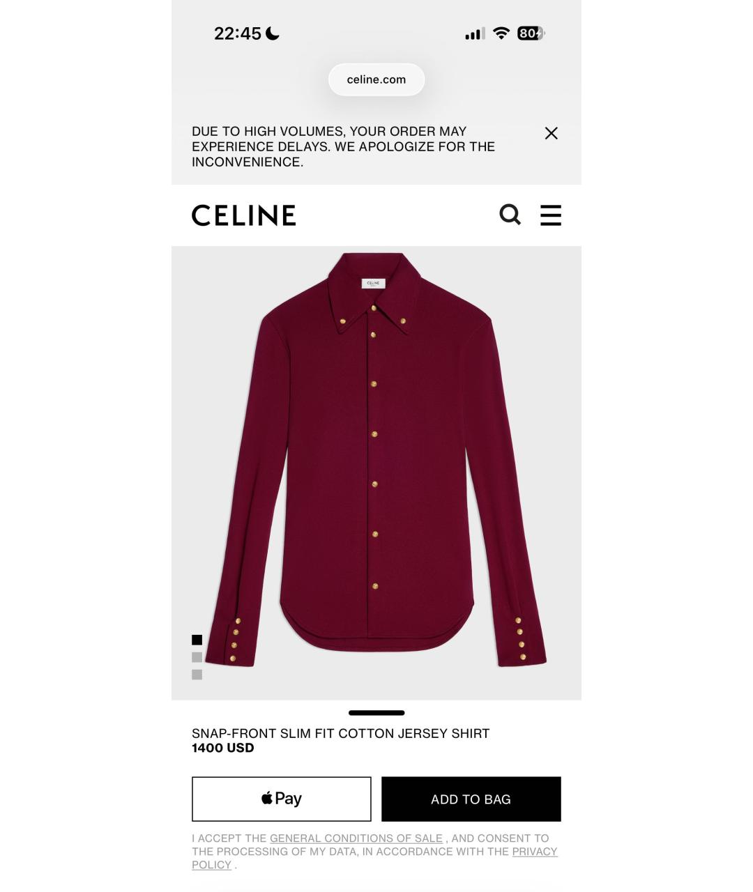 CELINE Бордовая хлопковая рубашка, фото 7