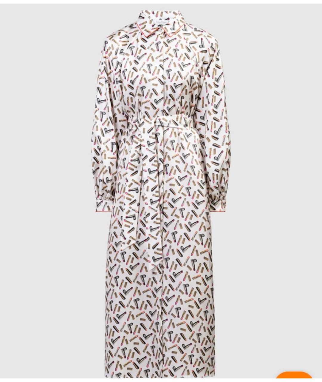 MAX MARA Белое шелковое коктейльное платье, фото 9