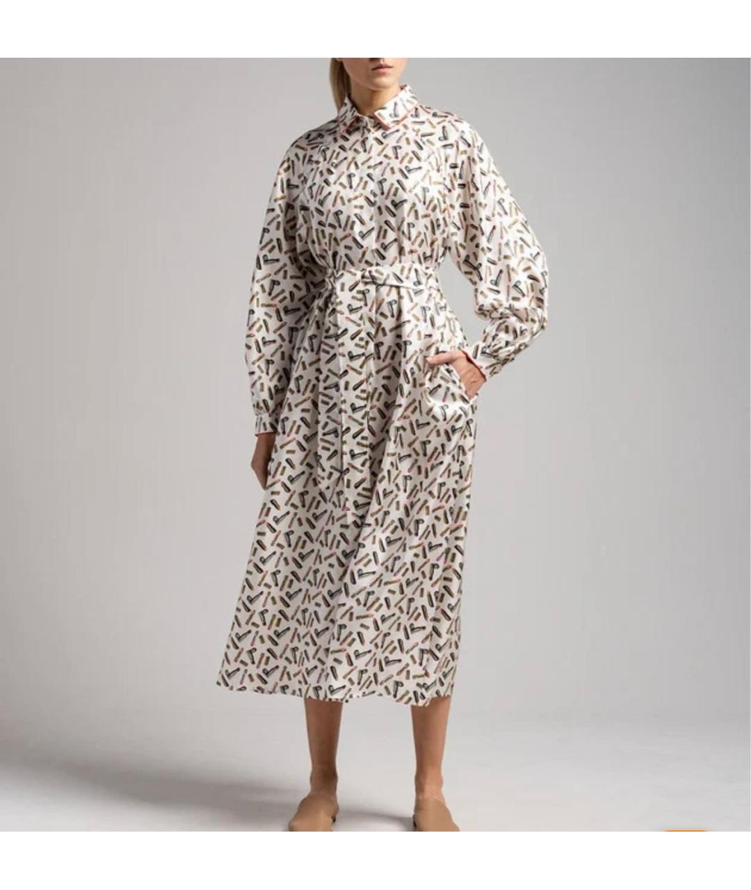 MAX MARA Белое шелковое коктейльное платье, фото 7