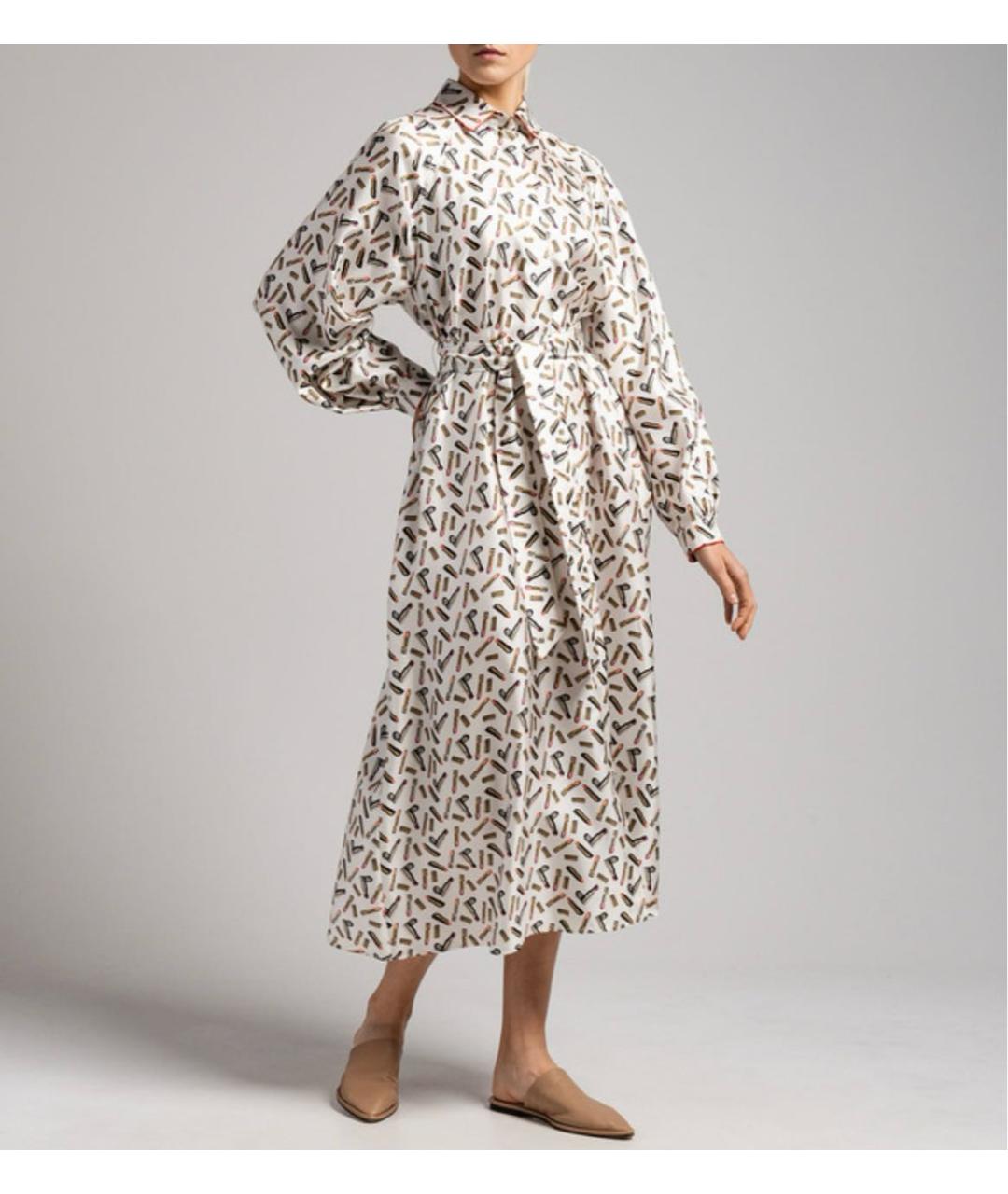 MAX MARA Белое шелковое коктейльное платье, фото 8