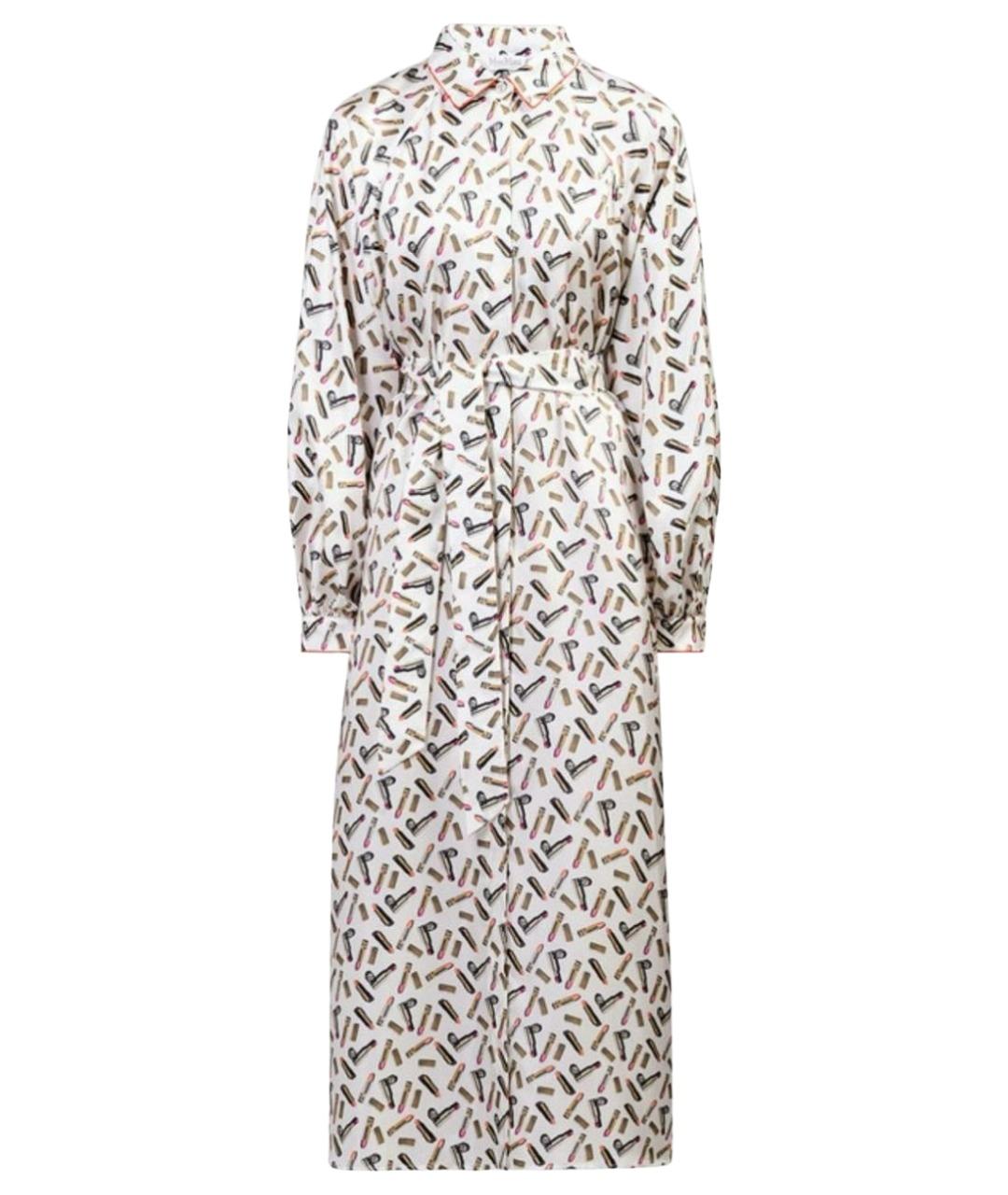 MAX MARA Белое шелковое коктейльное платье, фото 1