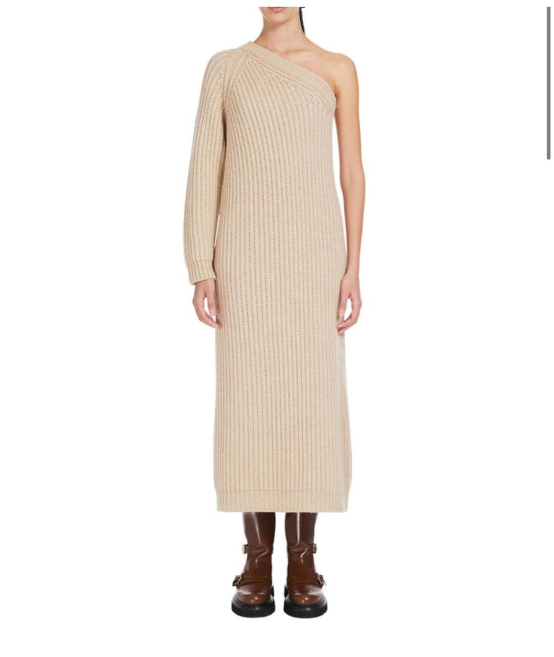 MAX MARA Бежевое шерстяное повседневное платье, фото 8