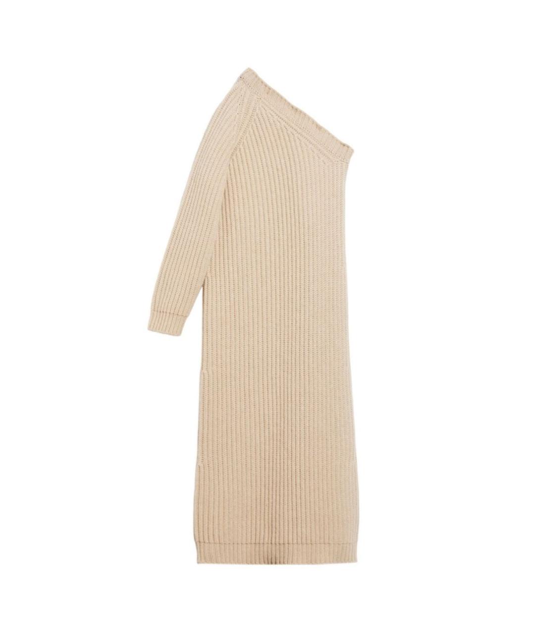 MAX MARA Бежевое шерстяное повседневное платье, фото 9