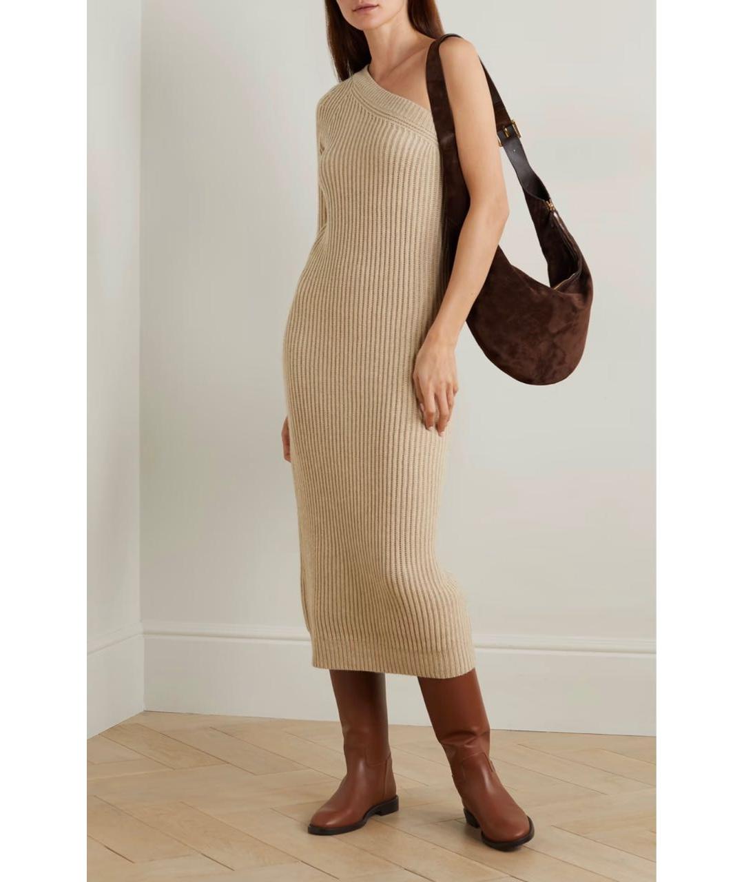 MAX MARA Бежевое шерстяное повседневное платье, фото 6