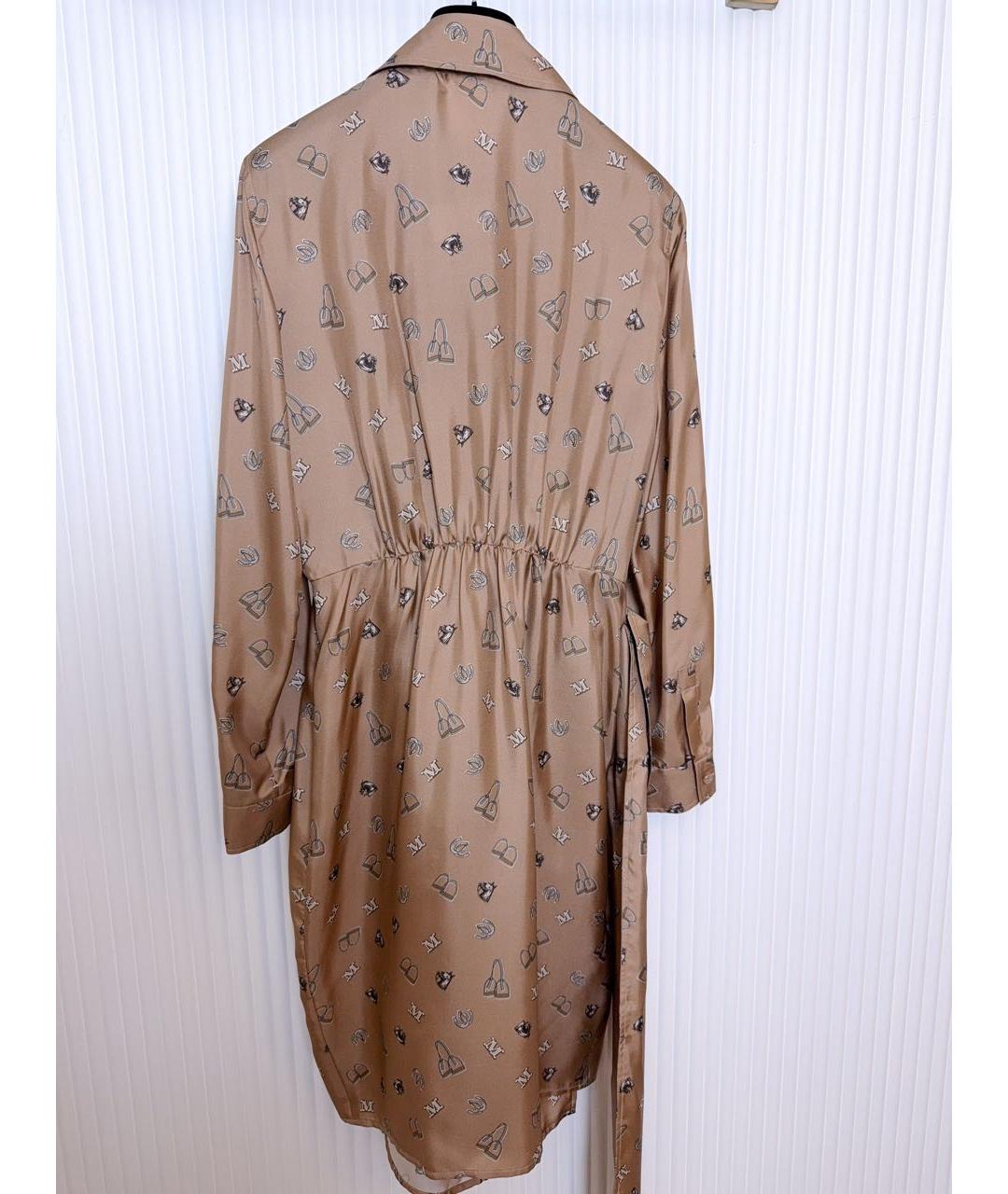 MAX MARA Коричневое шелковое коктейльное платье, фото 3