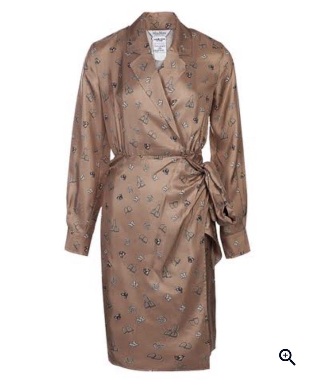 MAX MARA Коричневое шелковое коктейльное платье, фото 9