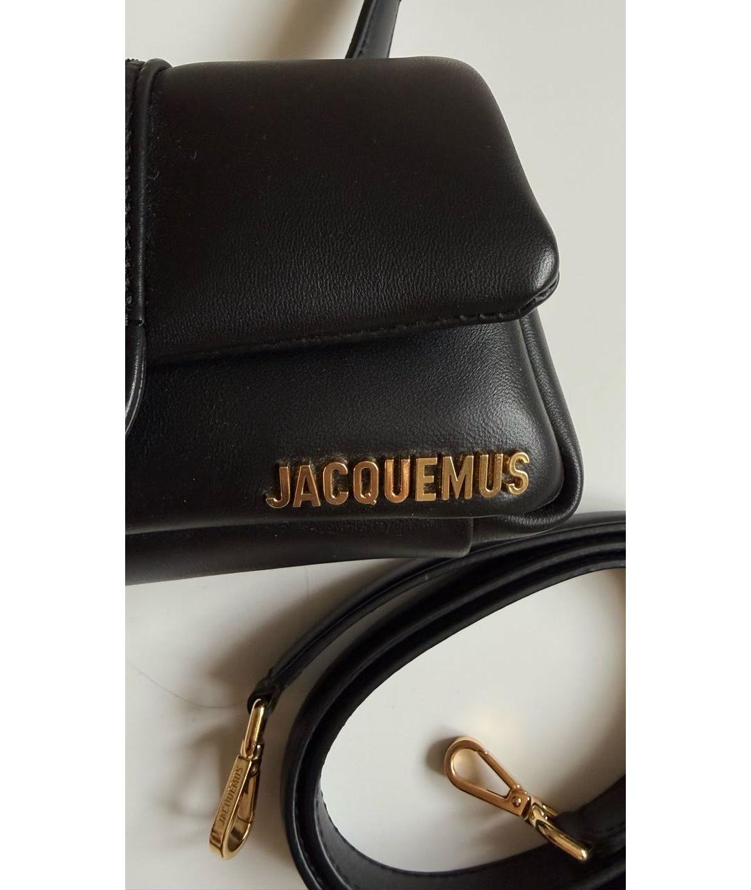 JACQUEMUS Черная кожаная сумка с короткими ручками, фото 2