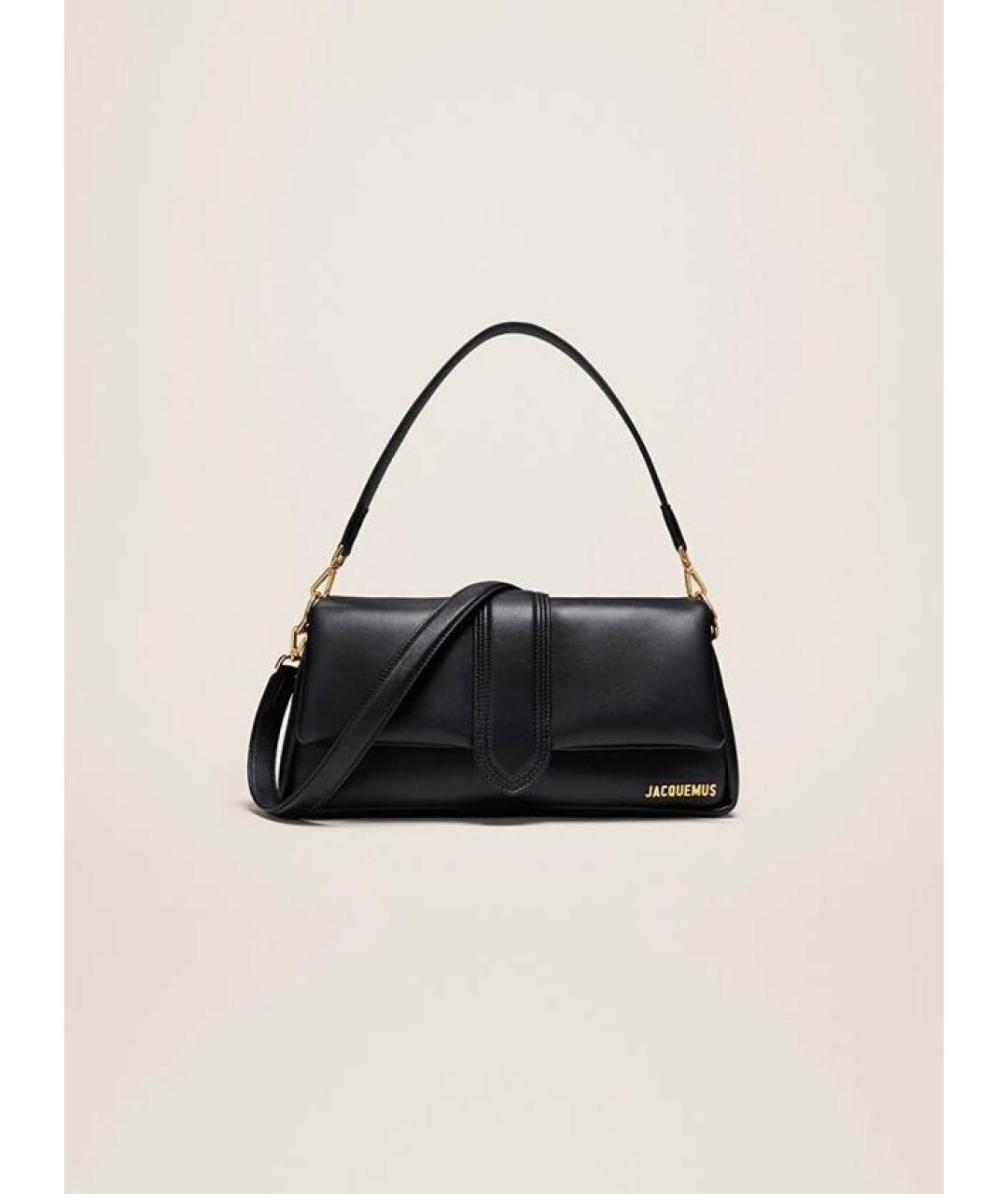 JACQUEMUS Черная кожаная сумка с короткими ручками, фото 5