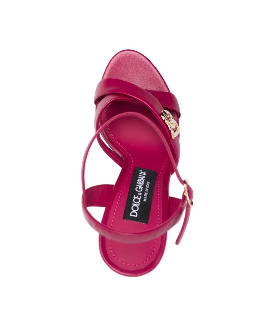 DOLCE&GABBANA Розовые кожаные босоножки, фото 3