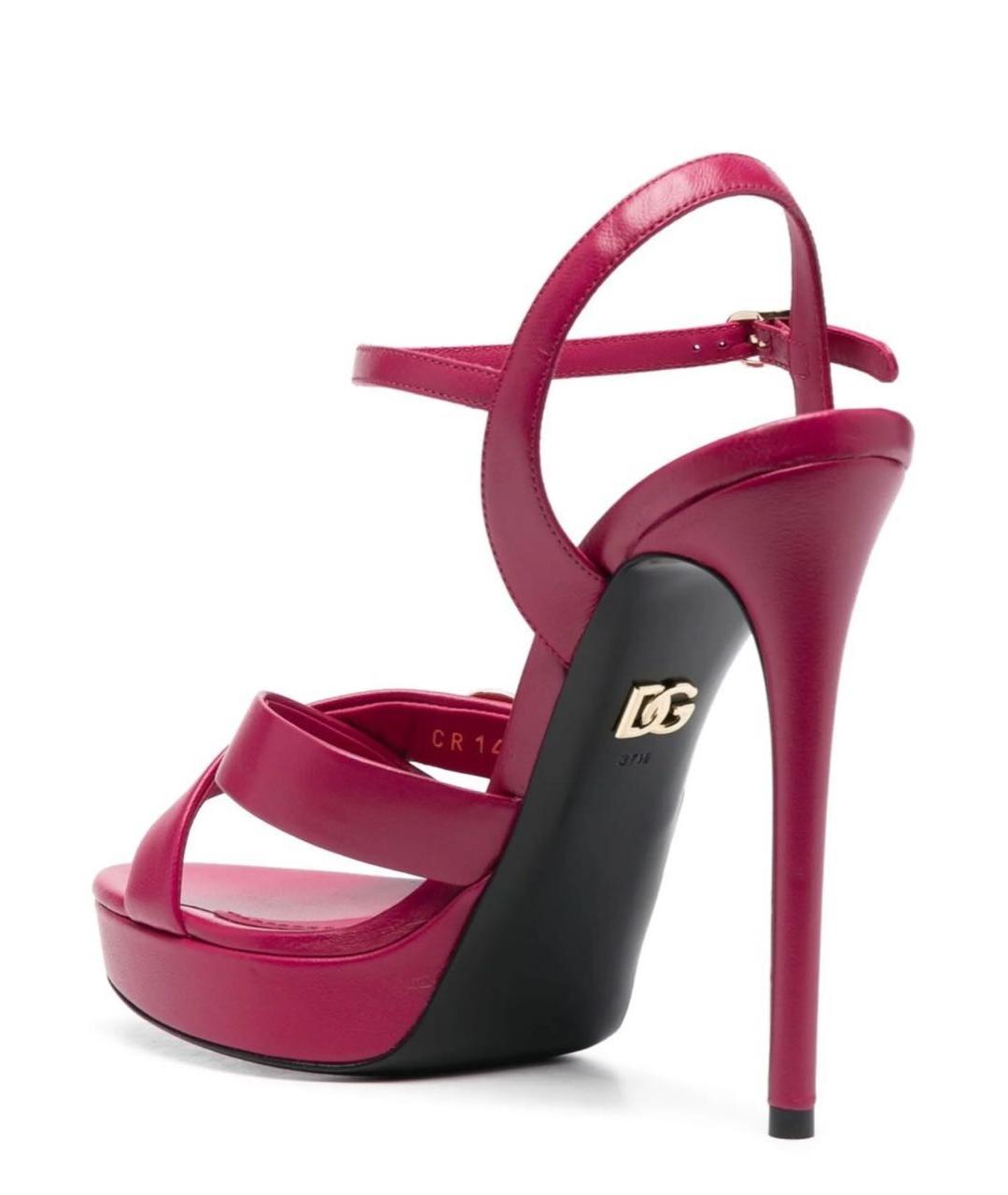 DOLCE&GABBANA Розовые кожаные босоножки, фото 4