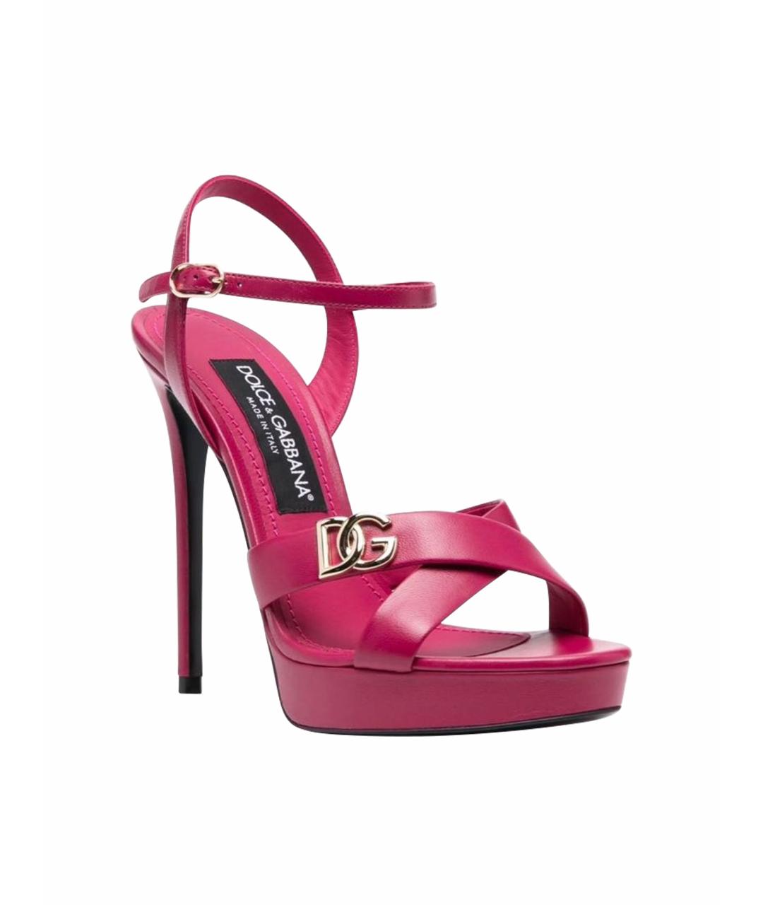 DOLCE&GABBANA Розовые кожаные босоножки, фото 1