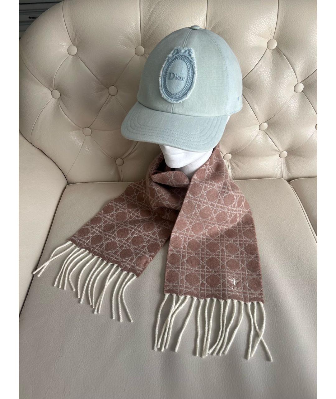 CHRISTIAN DIOR Розовый кашемировый шарф, фото 8