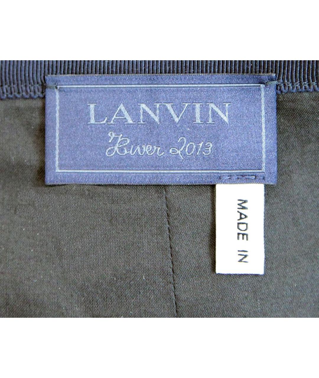 LANVIN Темно-синяя шерстяная юбка миди, фото 8