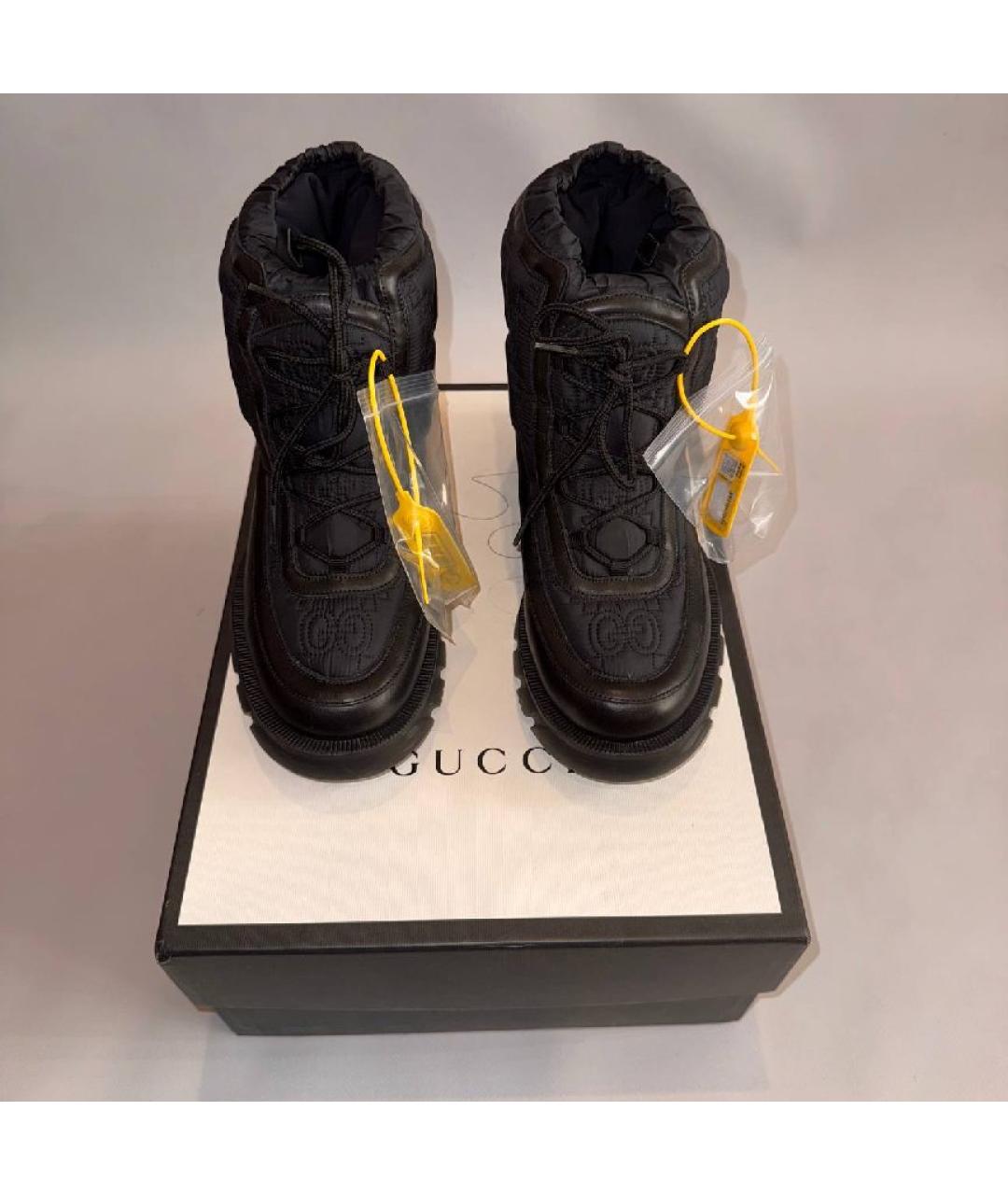 GUCCI Черные высокие ботинки из искусственной кожи, фото 2