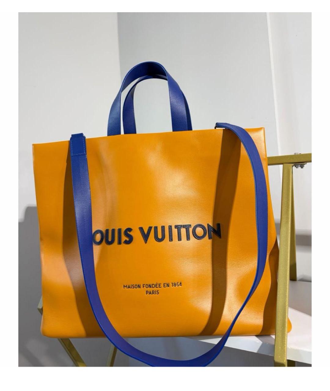 LOUIS VUITTON Оранжевая кожаная сумка тоут, фото 2