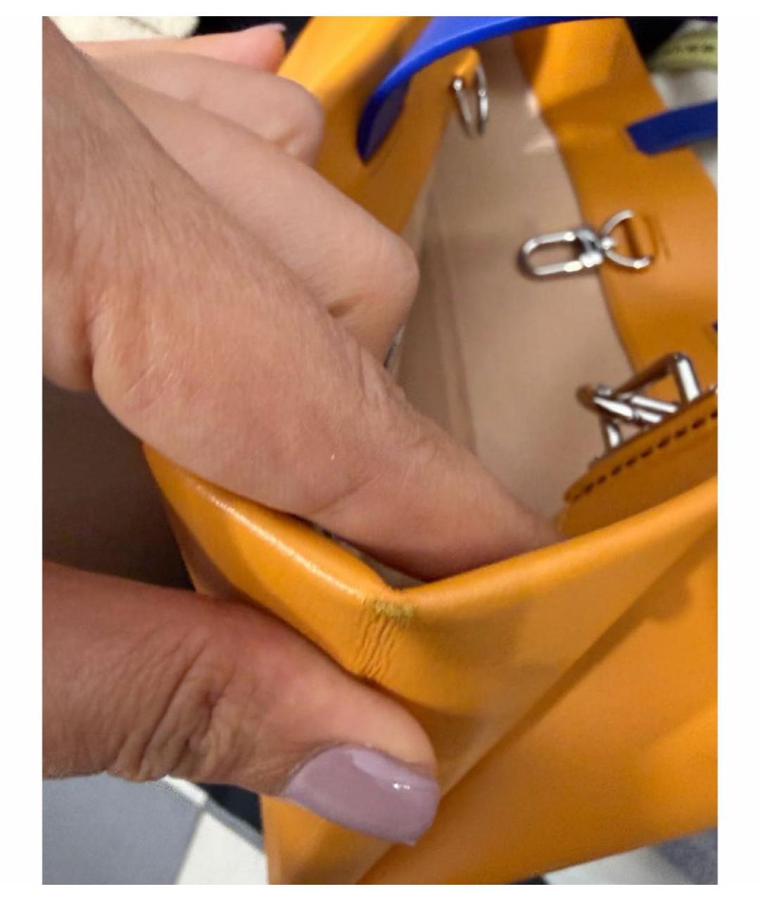 LOUIS VUITTON Оранжевая кожаная сумка тоут, фото 3