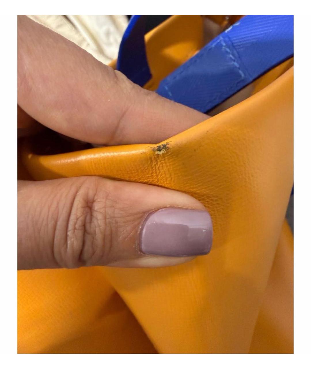 LOUIS VUITTON Оранжевая кожаная сумка тоут, фото 4