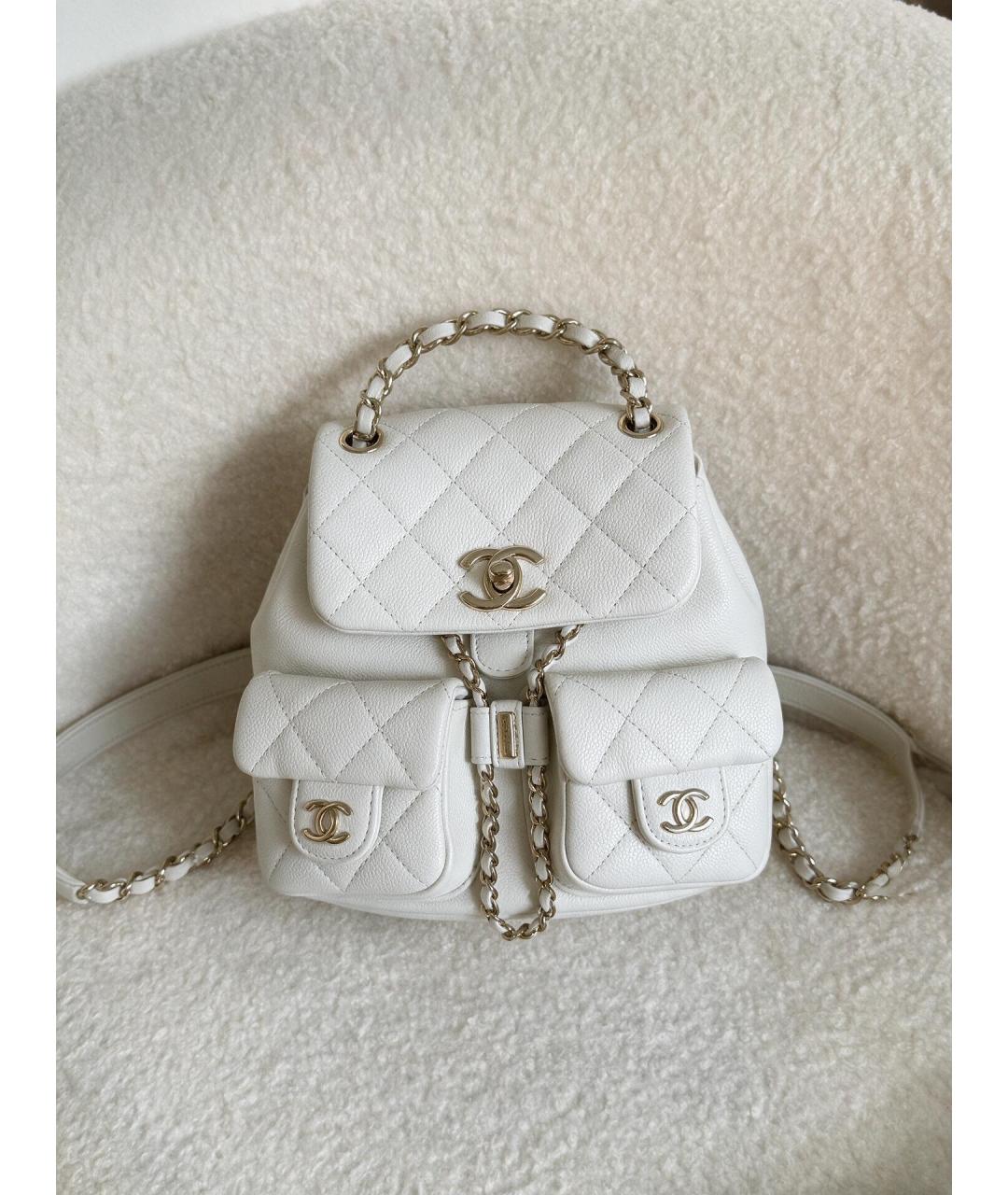 CHANEL Белый кожаный рюкзак, фото 6