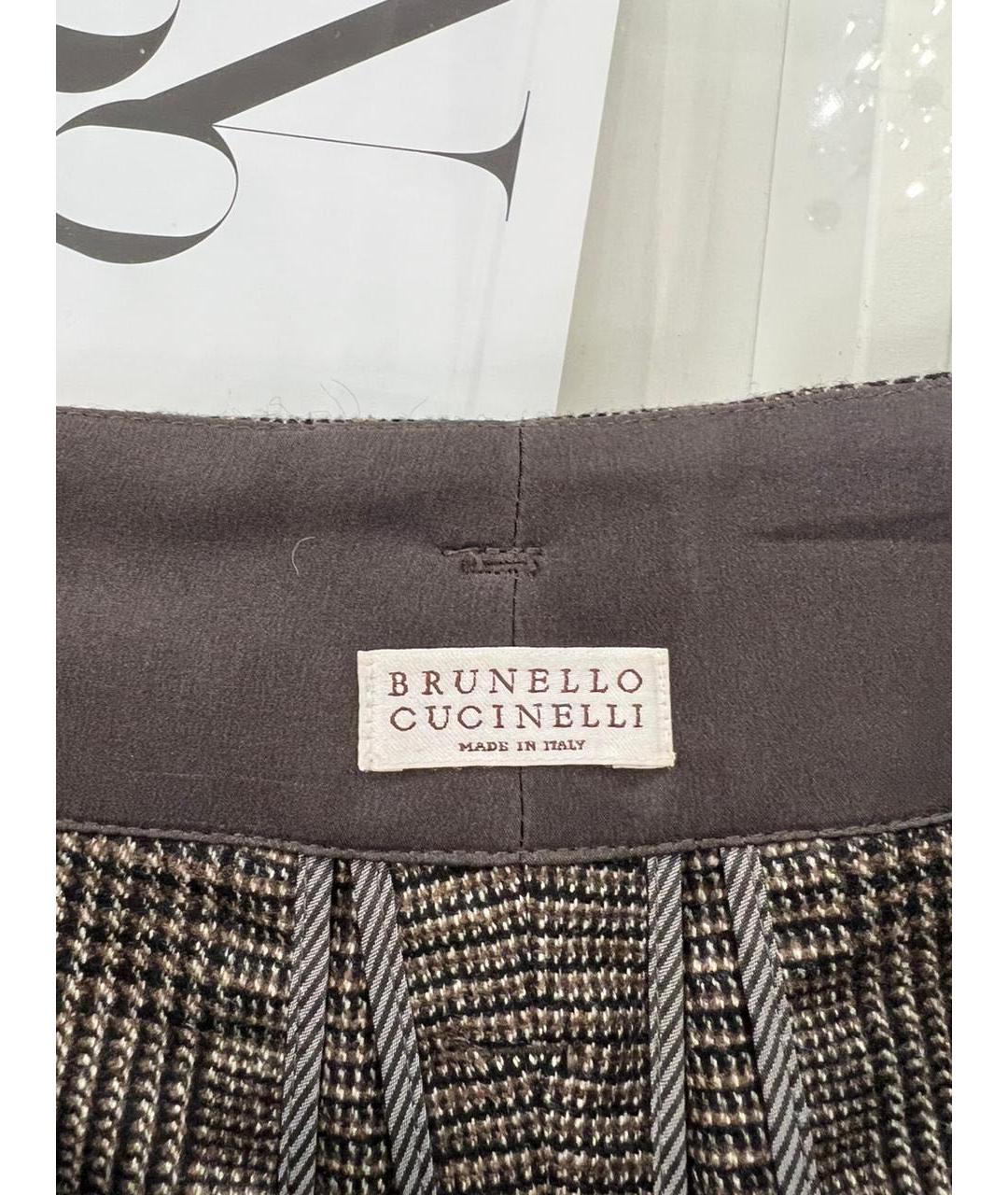 BRUNELLO CUCINELLI Коричневые кашемировые прямые брюки, фото 6