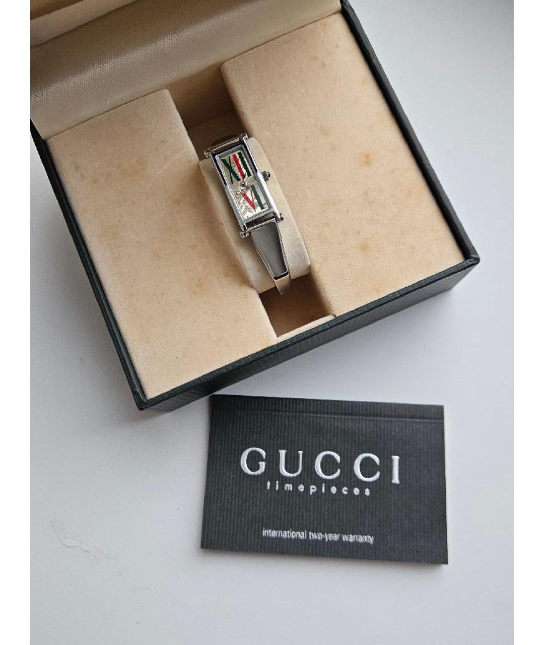 GUCCI Серебряные металлические часы, фото 4