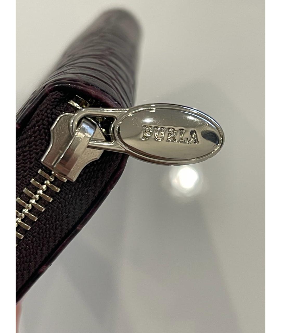 FURLA Бордовый кожаный кошелек, фото 6