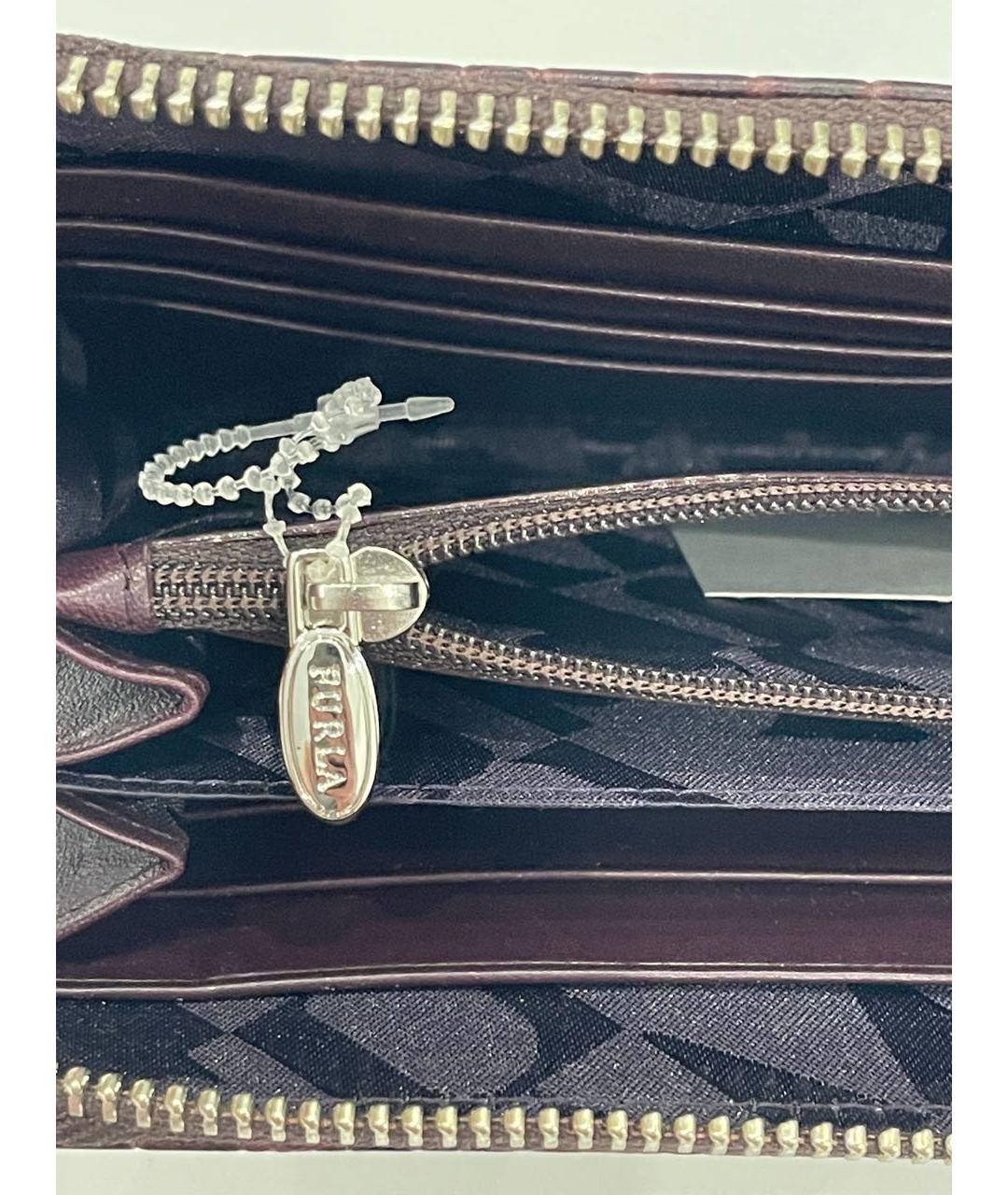 FURLA Бордовый кожаный кошелек, фото 5