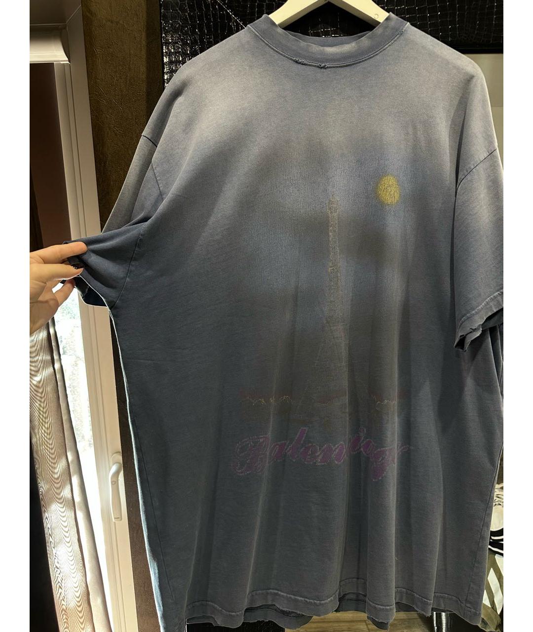 BALENCIAGA Синяя футболка, фото 5