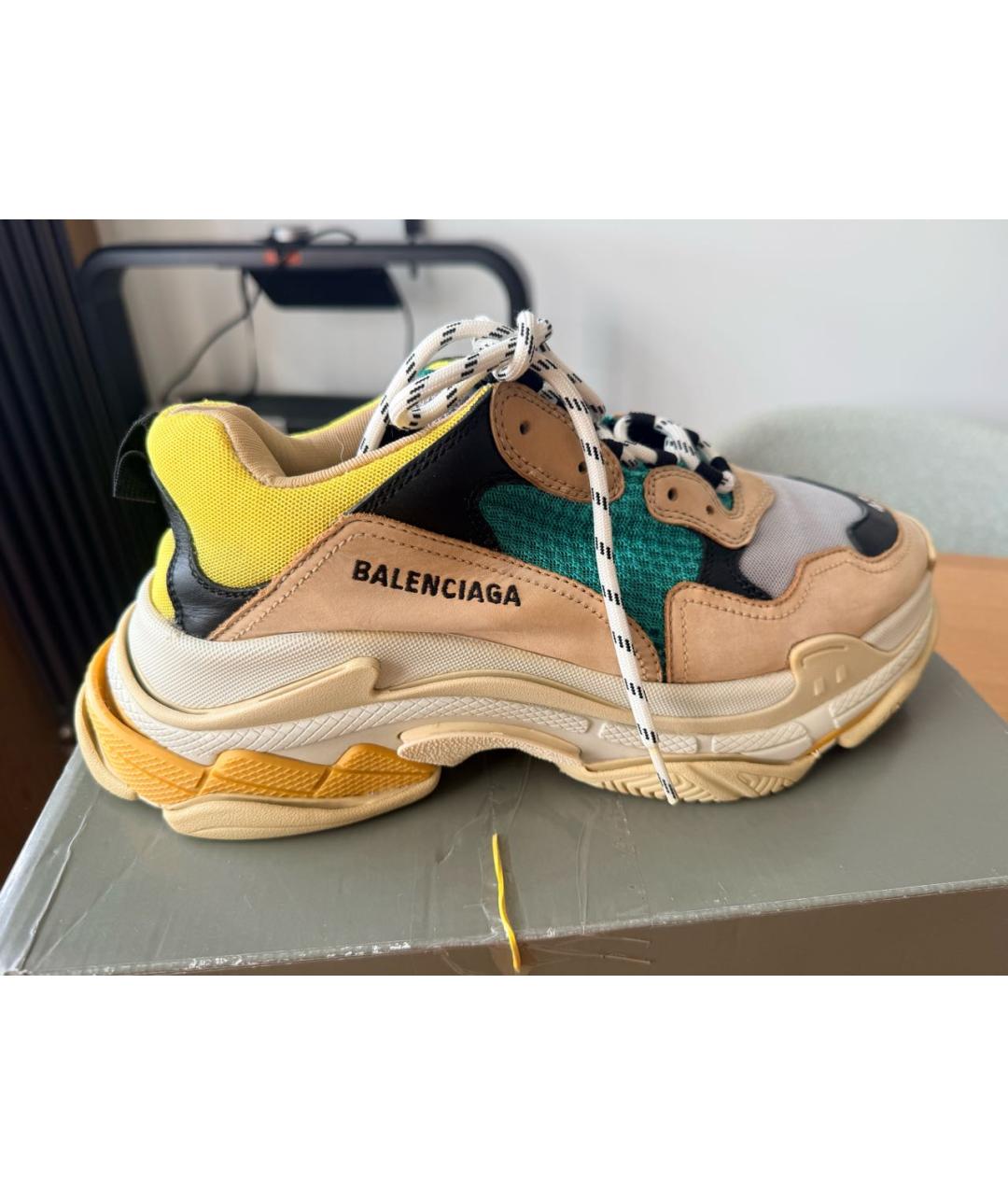 BALENCIAGA Бежевые текстильные высокие кроссовки / кеды, фото 5