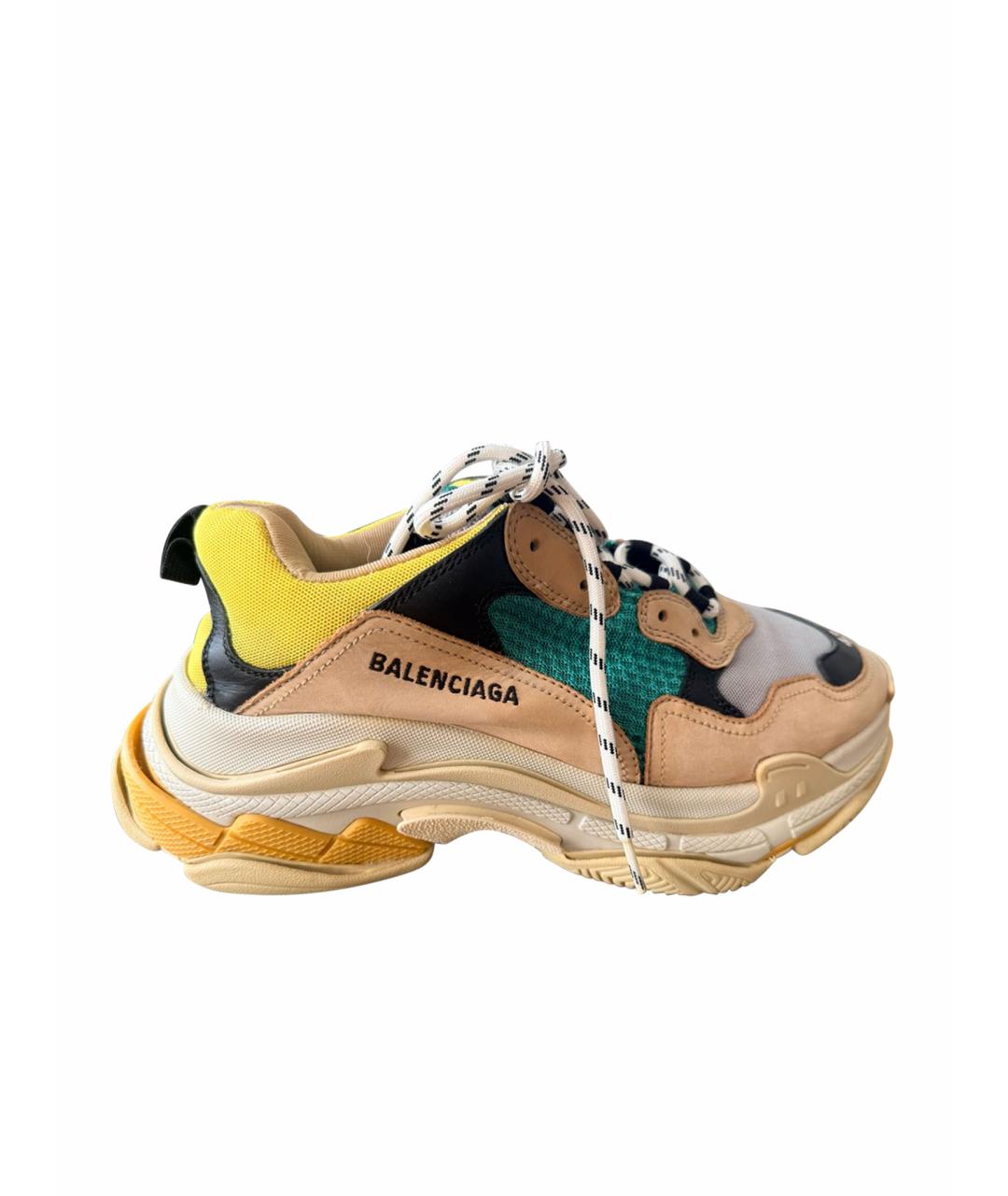 BALENCIAGA Бежевые текстильные высокие кроссовки / кеды, фото 1
