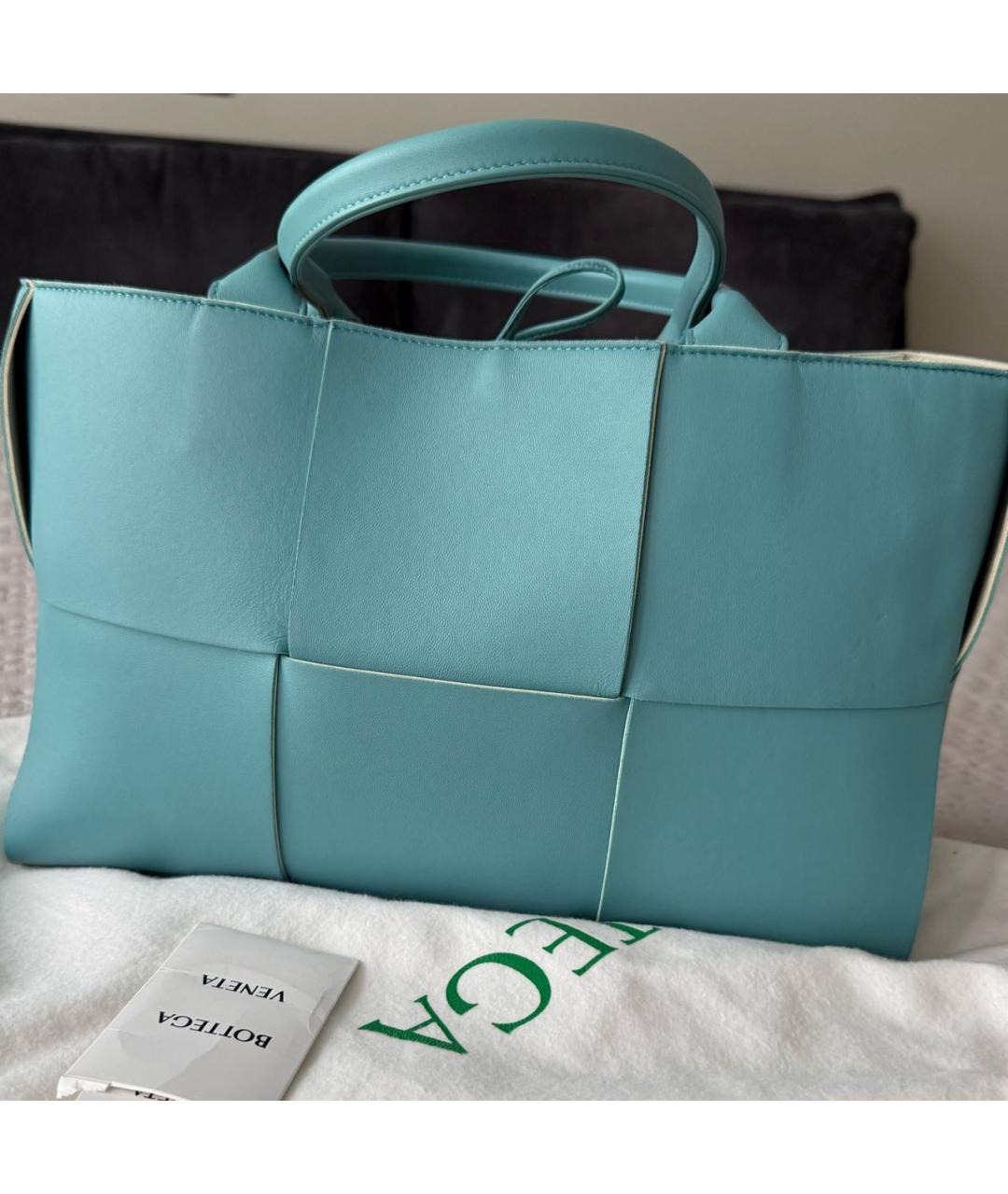 BOTTEGA VENETA Голубая кожаная сумка тоут, фото 8