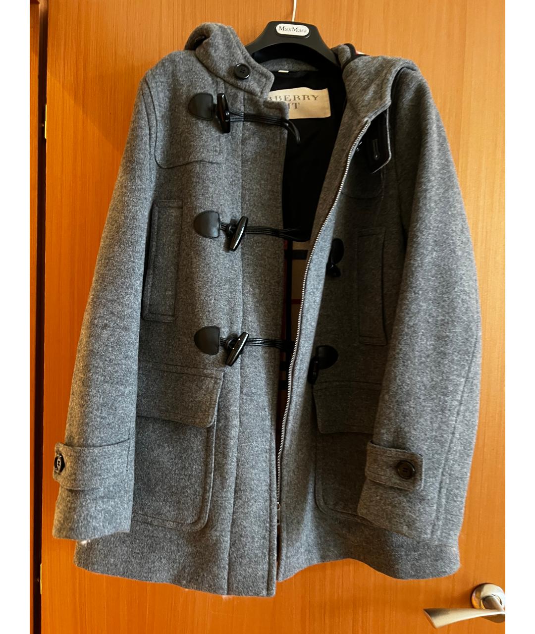 BURBERRY Серое шерстяное пальто, фото 4