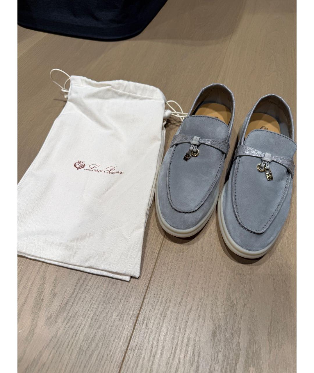 LORO PIANA Серые лоферы из кожи аллигатора, фото 6
