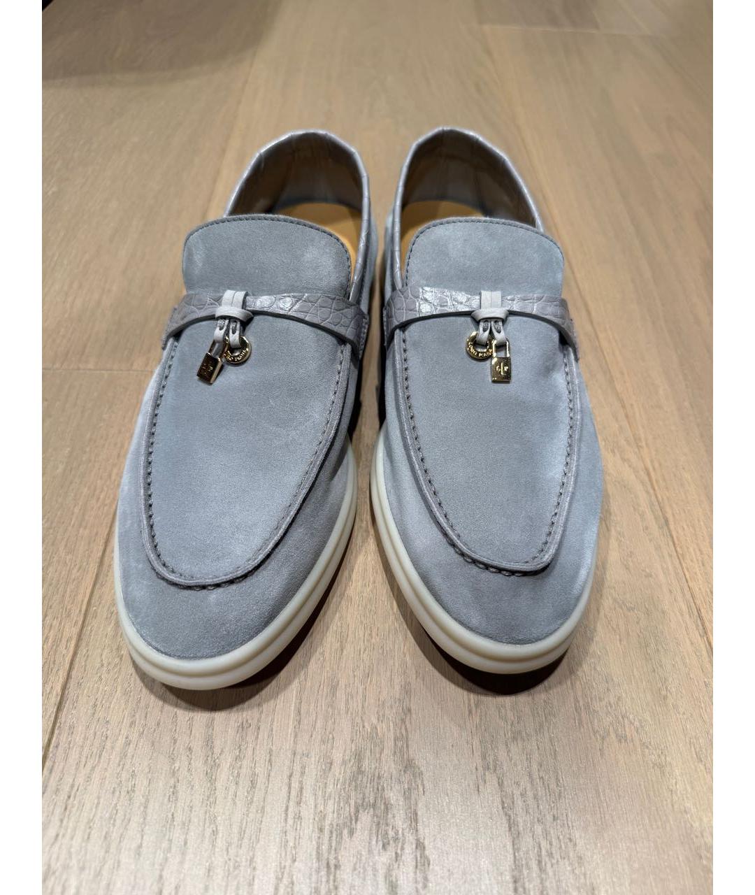 LORO PIANA Серые лоферы из кожи аллигатора, фото 2