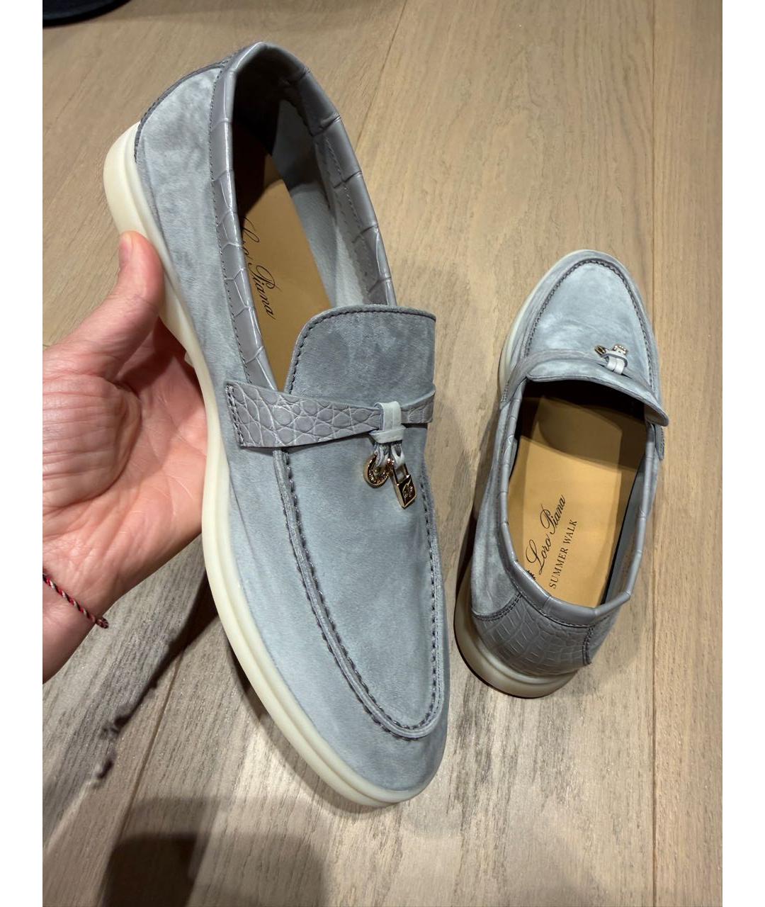 LORO PIANA Серые лоферы из кожи аллигатора, фото 3