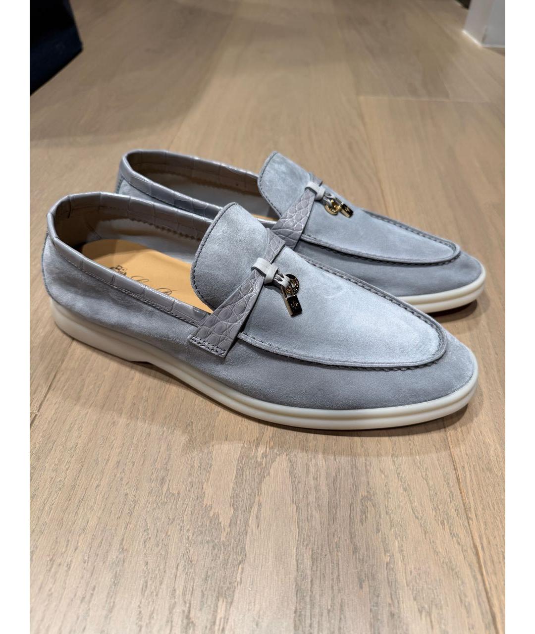 LORO PIANA Серые лоферы из кожи аллигатора, фото 7