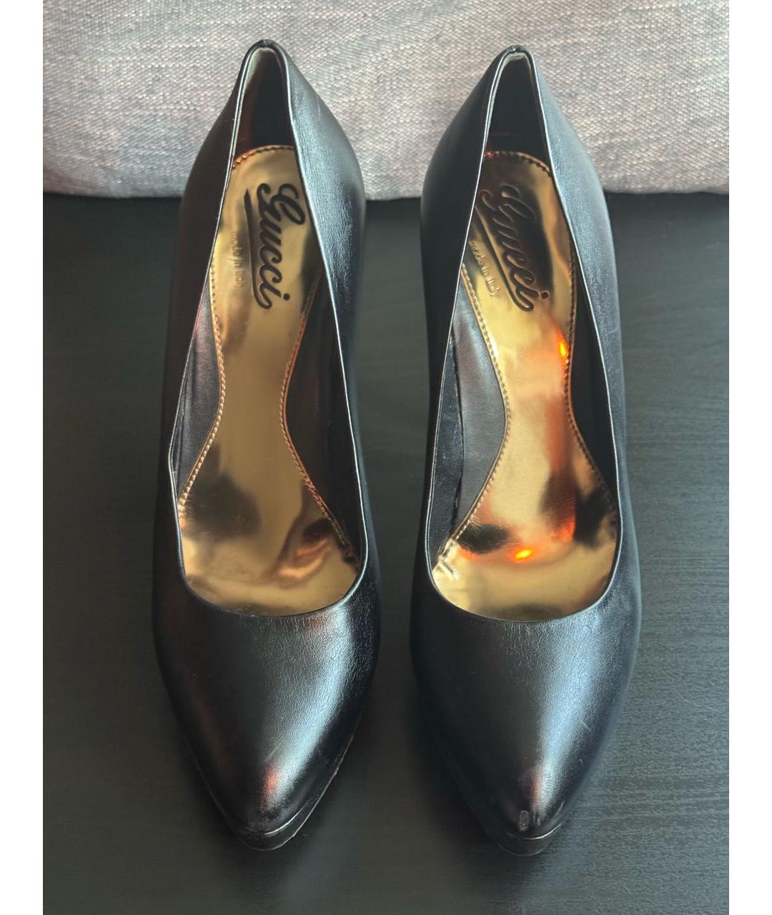 GUCCI Черные кожаные туфли, фото 2