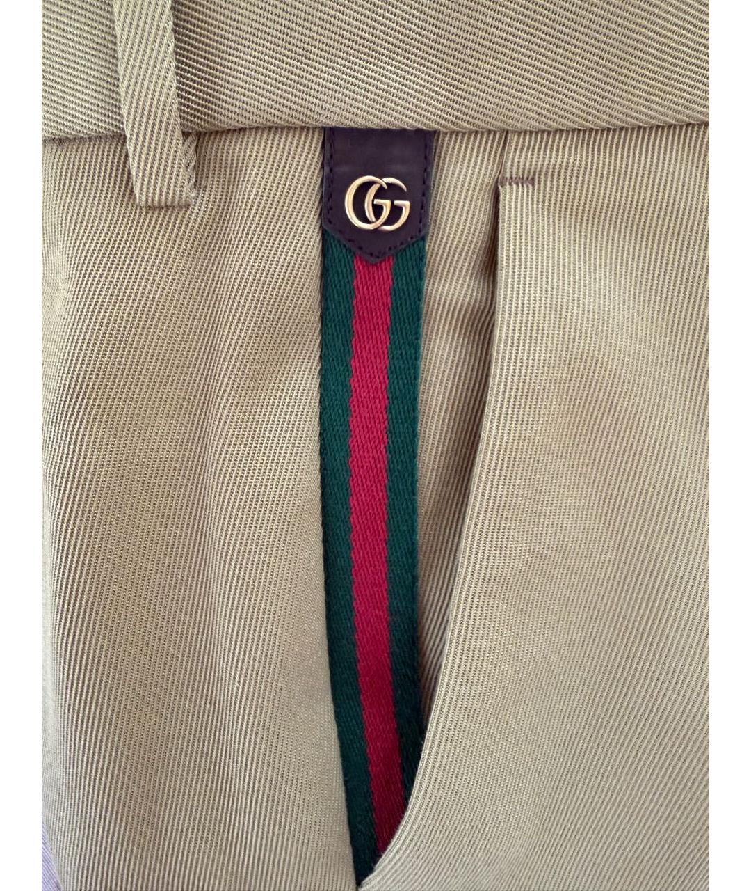 GUCCI Бежевые хлопковые повседневные брюки, фото 6