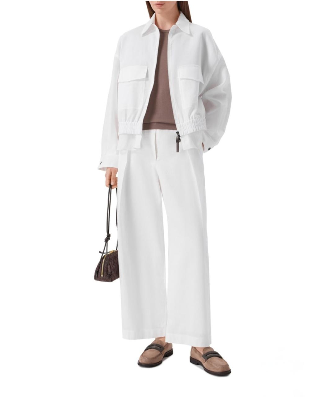 BRUNELLO CUCINELLI Белые хлопковые брюки широкие, фото 5