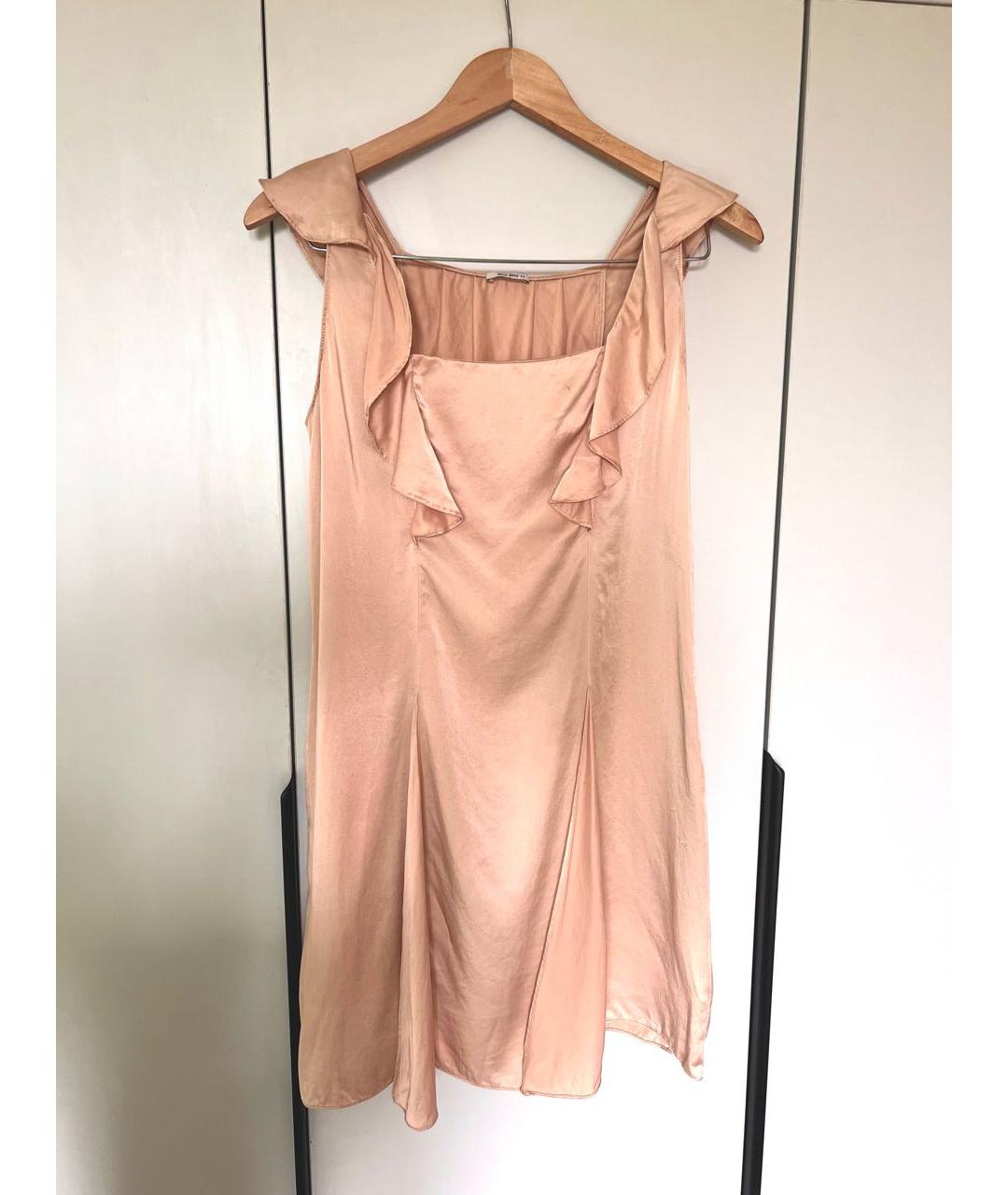 MIU MIU Розовое шелковое коктейльное платье, фото 5