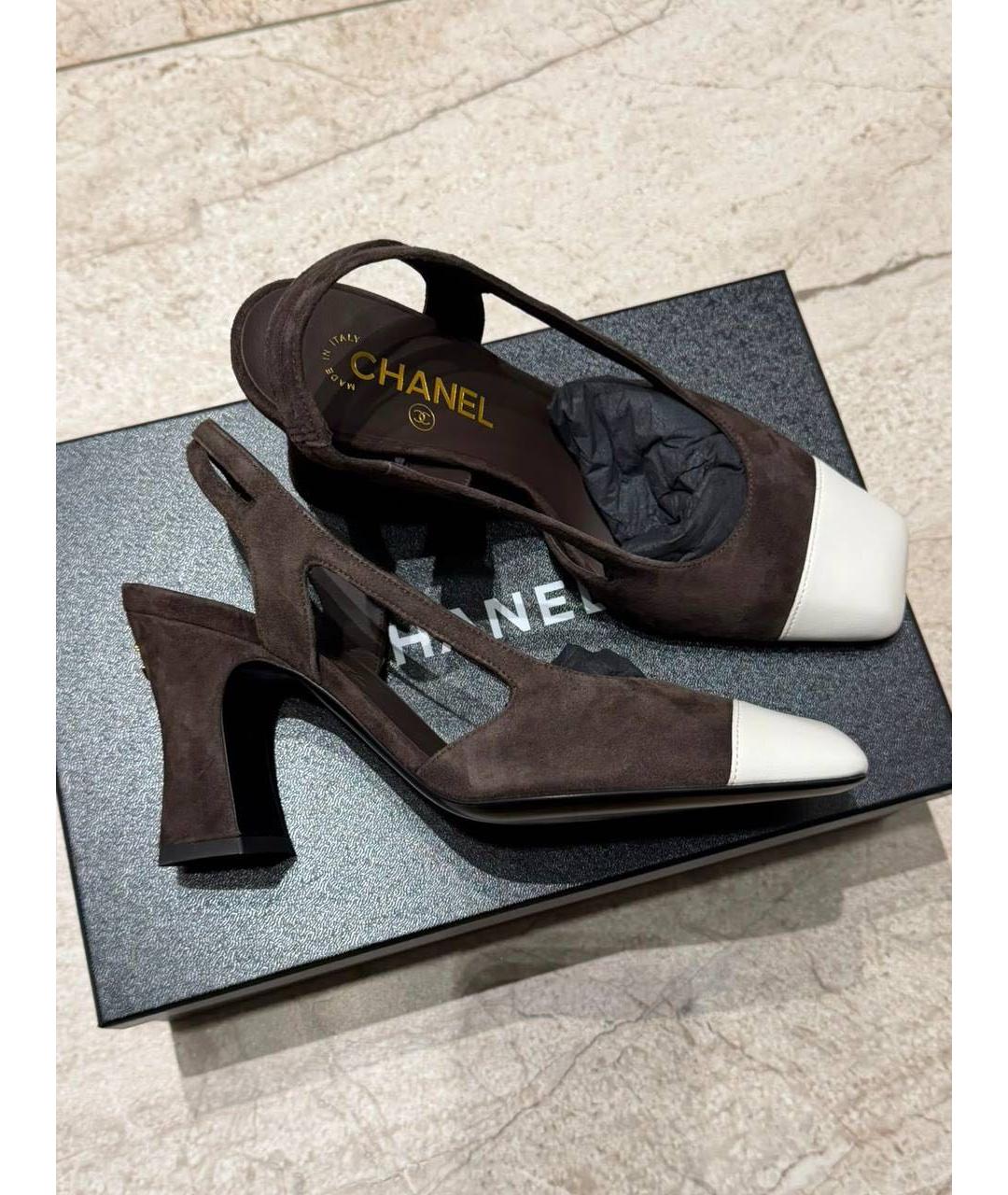CHANEL Коричневые замшевые туфли, фото 5